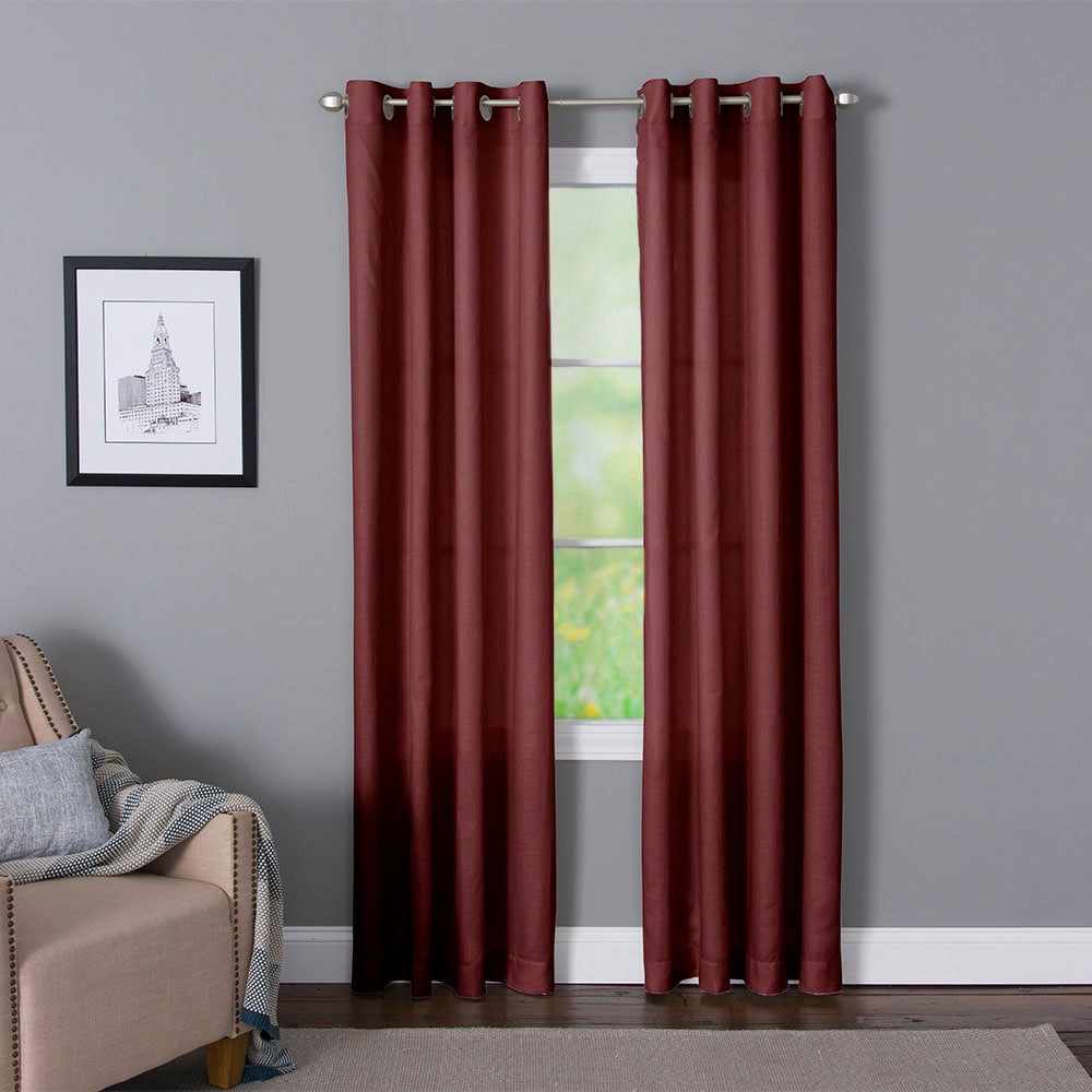slide 1 of 4, LIVING LOGIC 84.0-in Brick Light filtering Grommet Single curtain panel, 1 ct