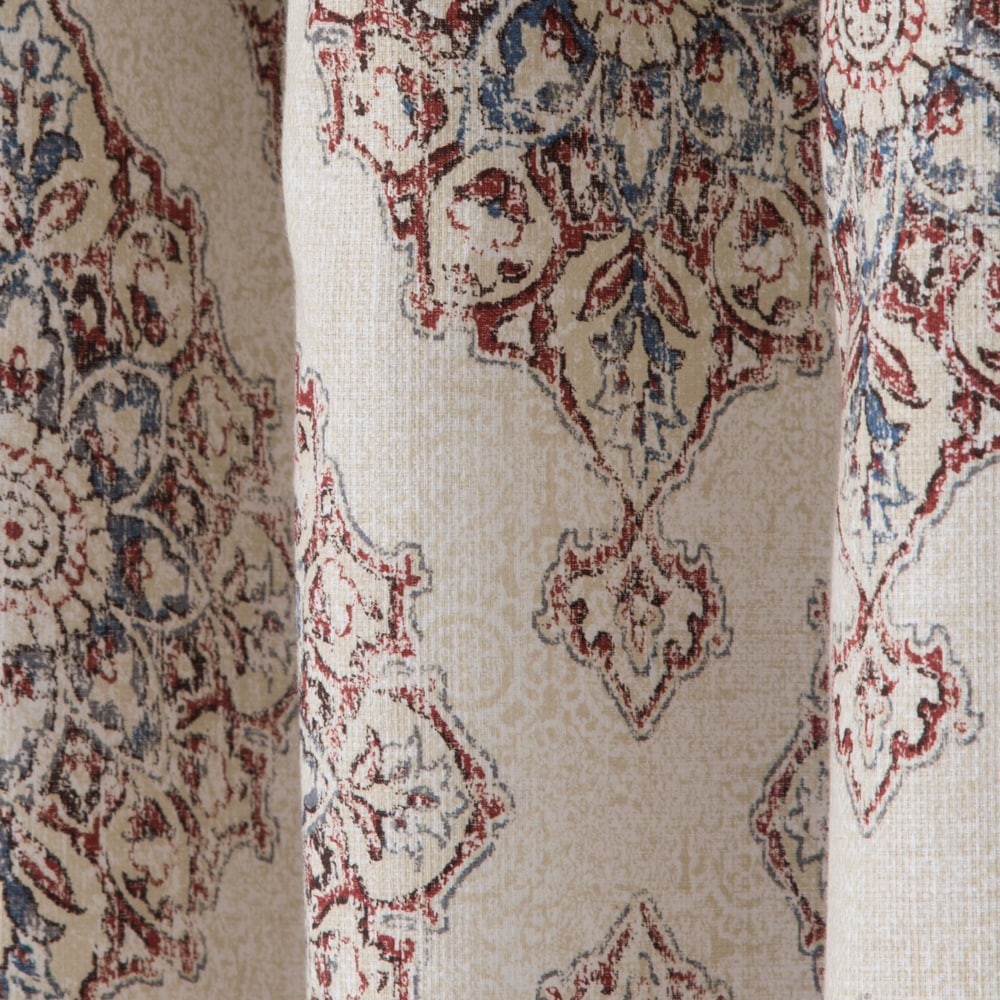 slide 4 of 4, LIVING LOGIC 84.0-in Red Geometric Light filtering Grommet Single curtain panel, 1 ct