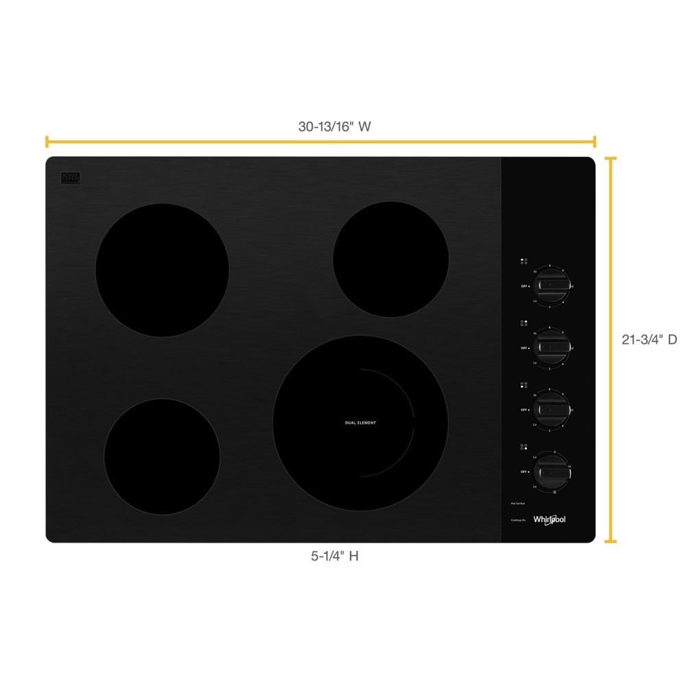 slide 3 of 6, Whirlpool 30-in 4 burners Smooth surface Black Electric Cooktop, 1 ct