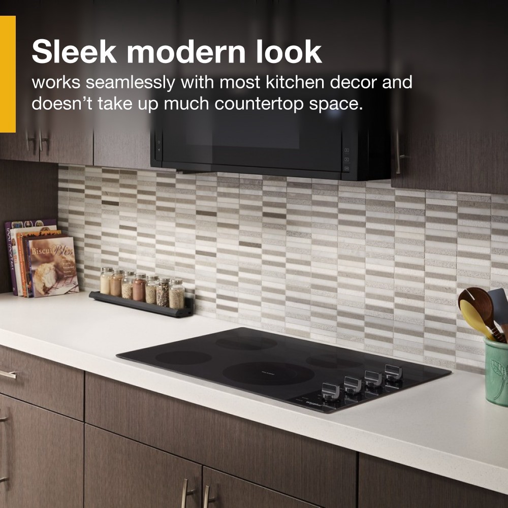 slide 4 of 6, Whirlpool 30-in 4 burners Smooth surface Black Electric Cooktop, 1 ct