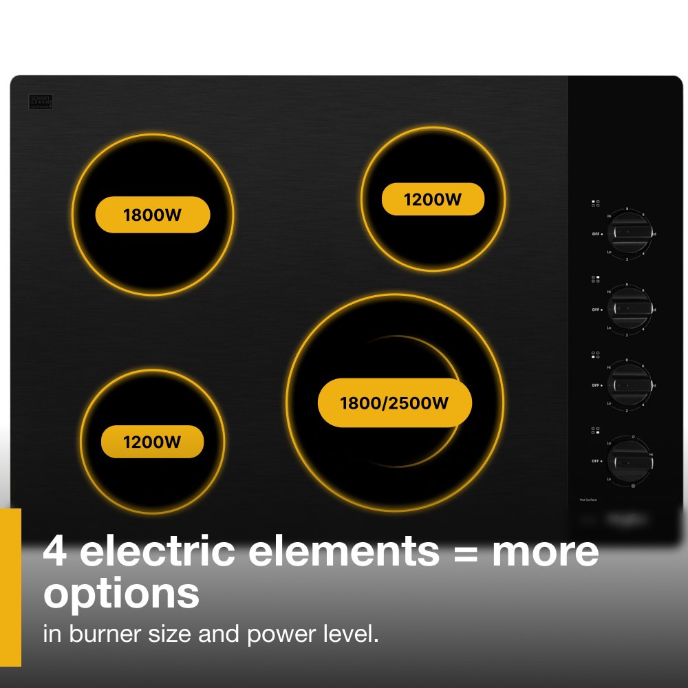 slide 5 of 6, Whirlpool 30-in 4 burners Smooth surface Black Electric Cooktop, 1 ct