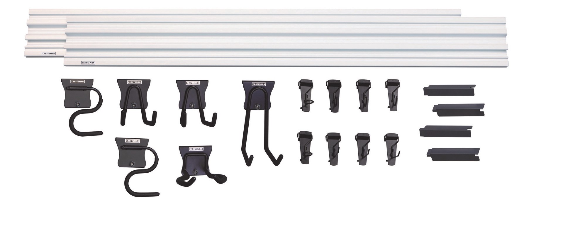 slide 1 of 6, CRAFTSMAN VERSATRACK 20 -Piece 48-in White and Black Composite Multipurpose Storage rail system, 1 ct