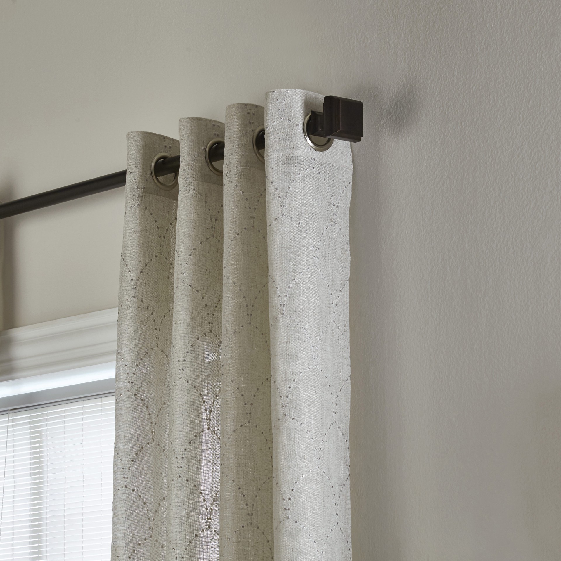 slide 3 of 6, allen + roth 84-in Silver Trellis Light filtering Grommet Single curtain panel, 1 ct