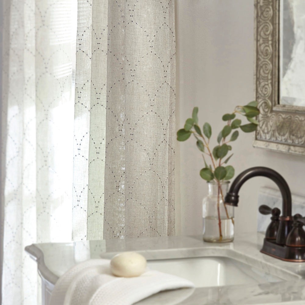 slide 5 of 6, allen + roth 84-in Silver Trellis Light filtering Grommet Single curtain panel, 1 ct