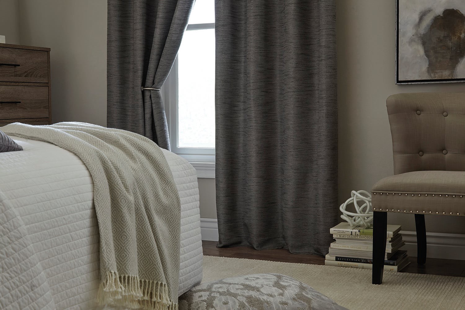 slide 6 of 6, allen + roth 84-in Charcoal Room darkening Thermal lined Grommet Single curtain panel, 1 ct