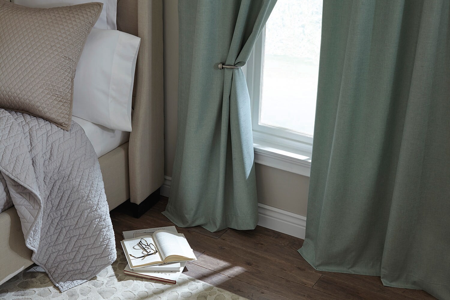 slide 4 of 6, Style Selections 84.0000-in Kale Blackout Thermal lined Back tab Single curtain panel, 1 ct