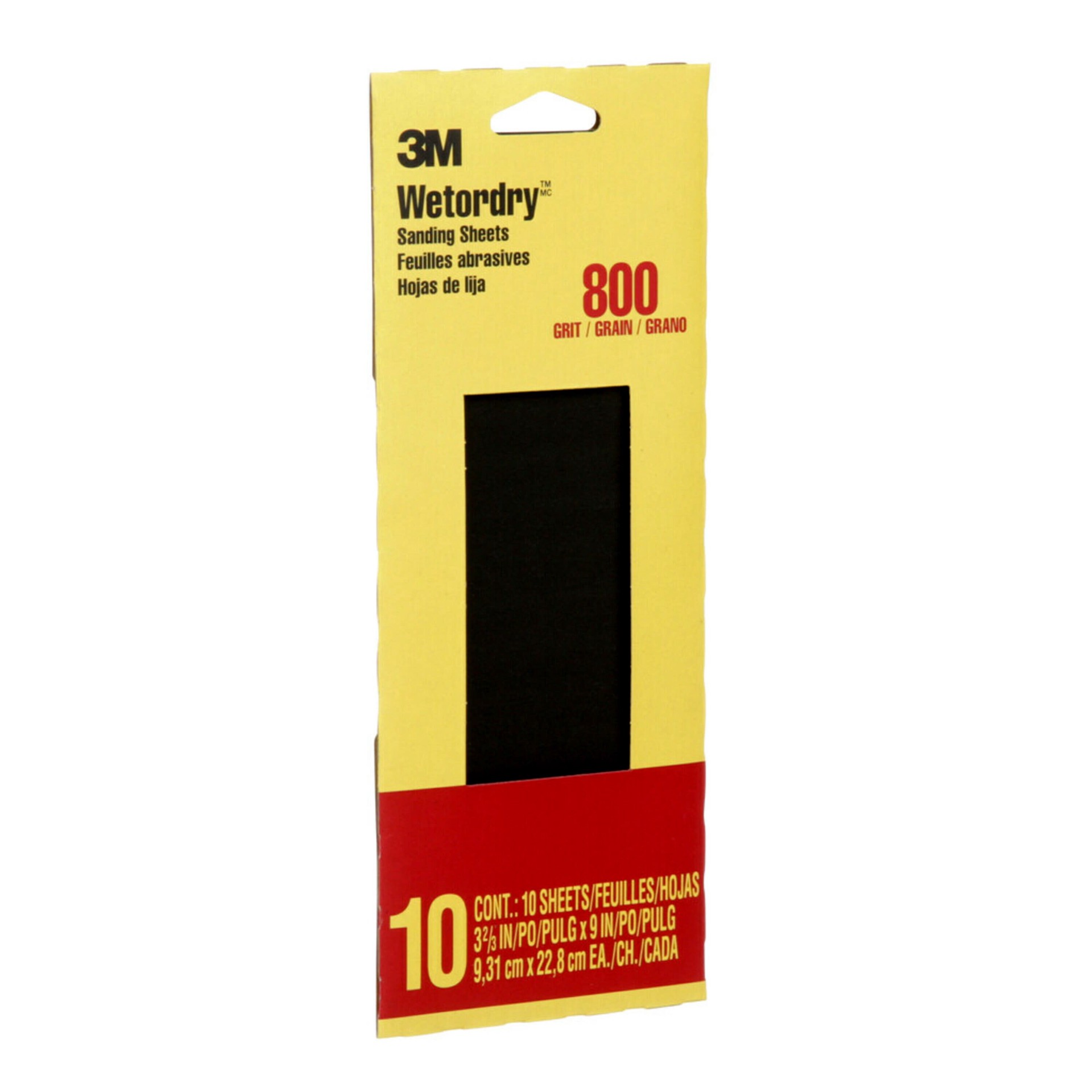 slide 3 of 6, 3M Wetordry Super fine 800 -Grit Sheet Sandpaper 3.66-in W x 9.0-in L 10 -Pack, 1 ct
