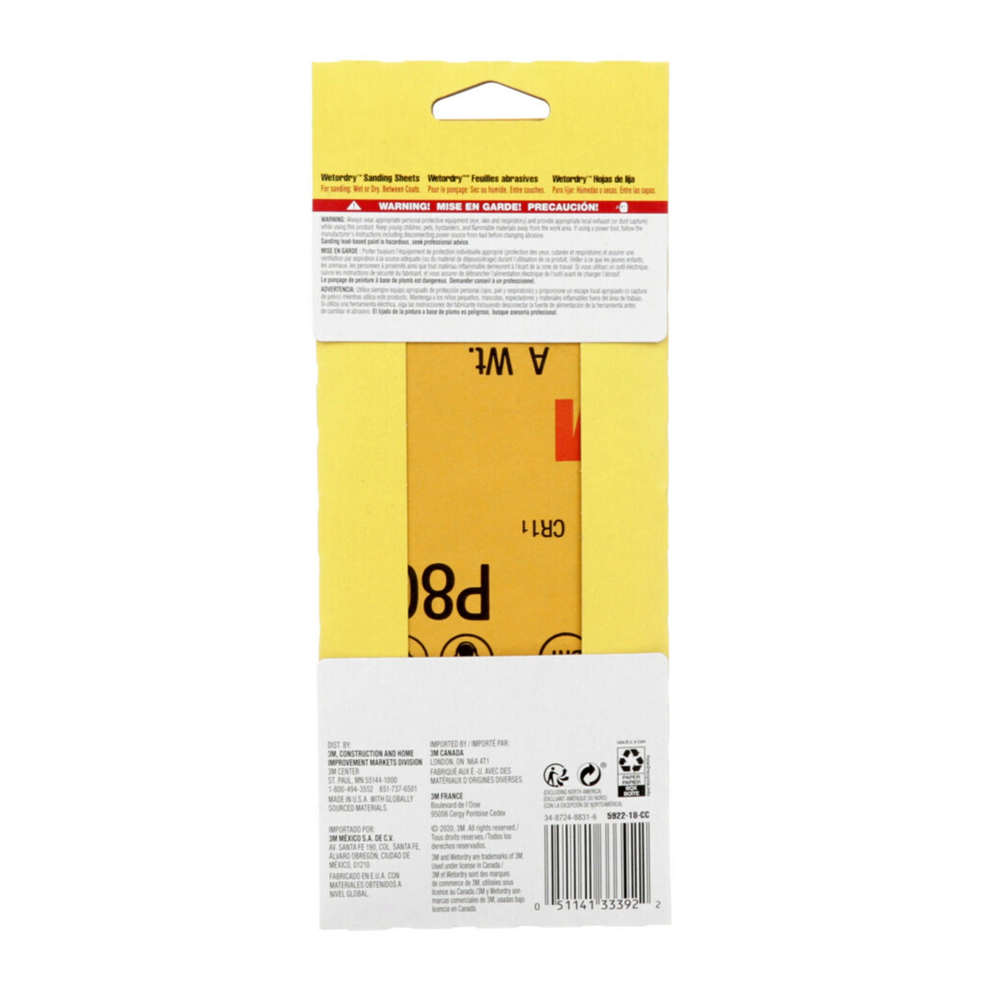 slide 4 of 6, 3M Wetordry Super fine 800 -Grit Sheet Sandpaper 3.66-in W x 9.0-in L 10 -Pack, 1 ct