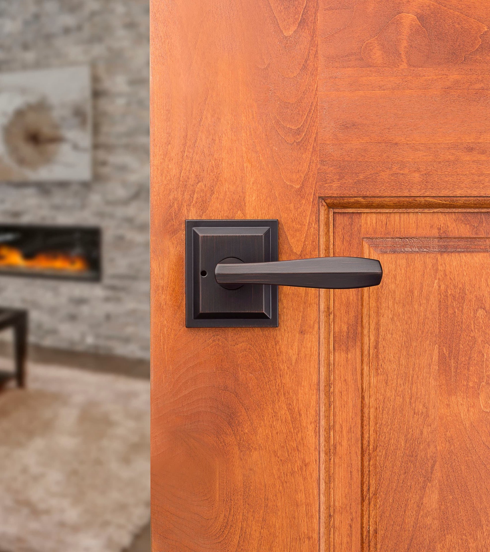 slide 3 of 6, Baldwin Prestige Torrey Venetian Bronze Interior Bed/Bath Privacy Door Handle, 1 ct