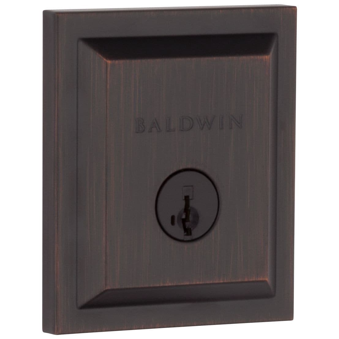 slide 2 of 6, Baldwin Prestige Series Low Profile Square Venetian Bronze Single Cylinder Deadbolt with SmartKey, 1 ct