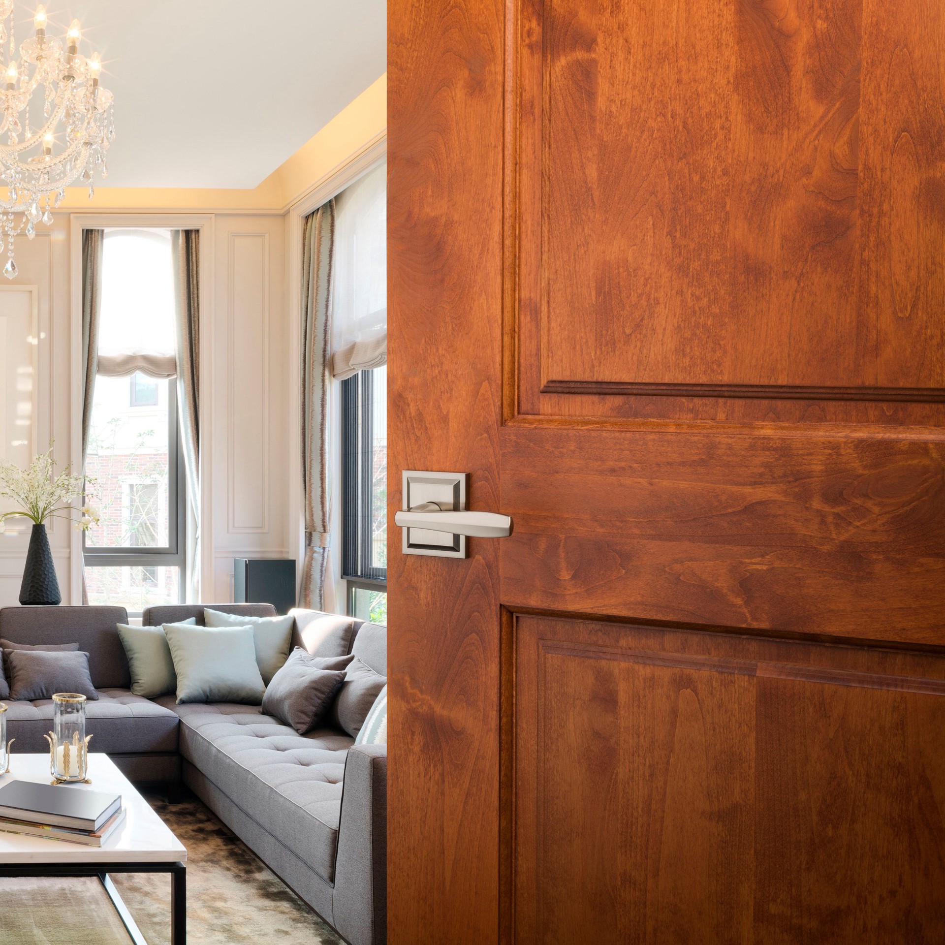 slide 3 of 6, Baldwin Prestige Torrey Satin Nickel Interior/Exterior Hall/Closet Passage Door Handle, 1 ct