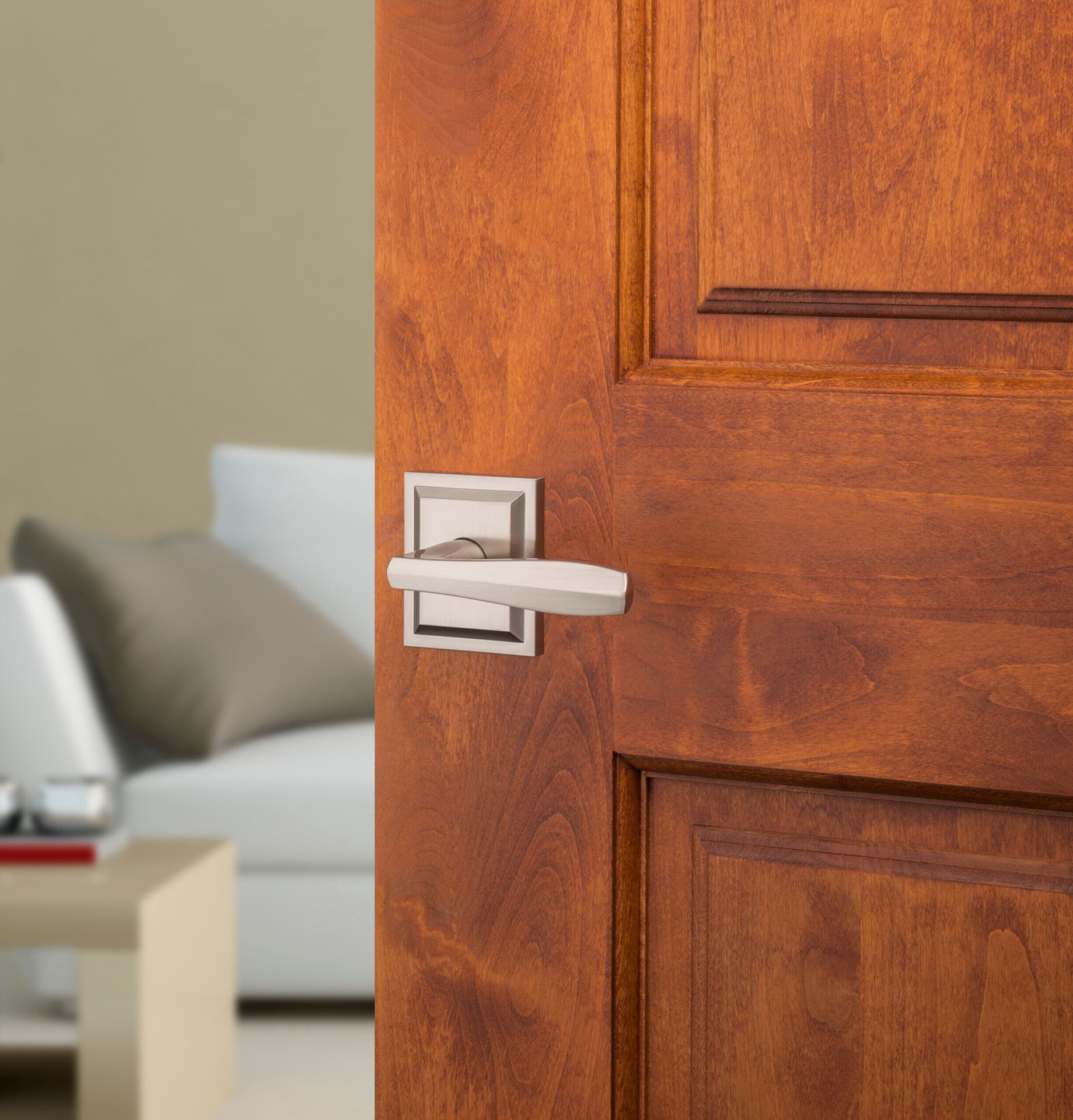 slide 5 of 6, Baldwin Prestige Torrey Satin Nickel Interior/Exterior Hall/Closet Passage Door Handle, 1 ct