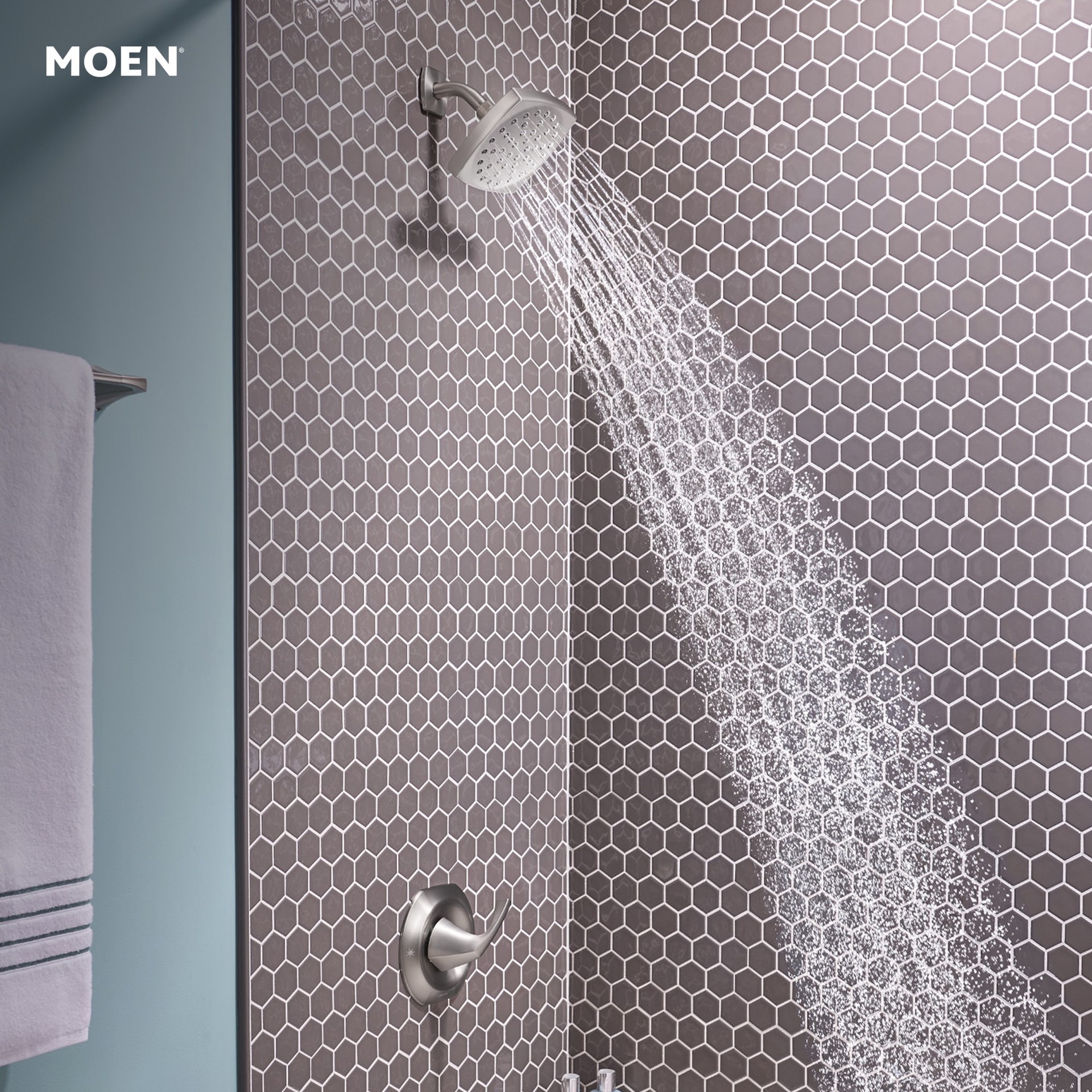 slide 2 of 6, Moen Lindor Spot Resist Brushed Nickel 1-handle Bathtub and shower Faucet with Valve, 1 ct