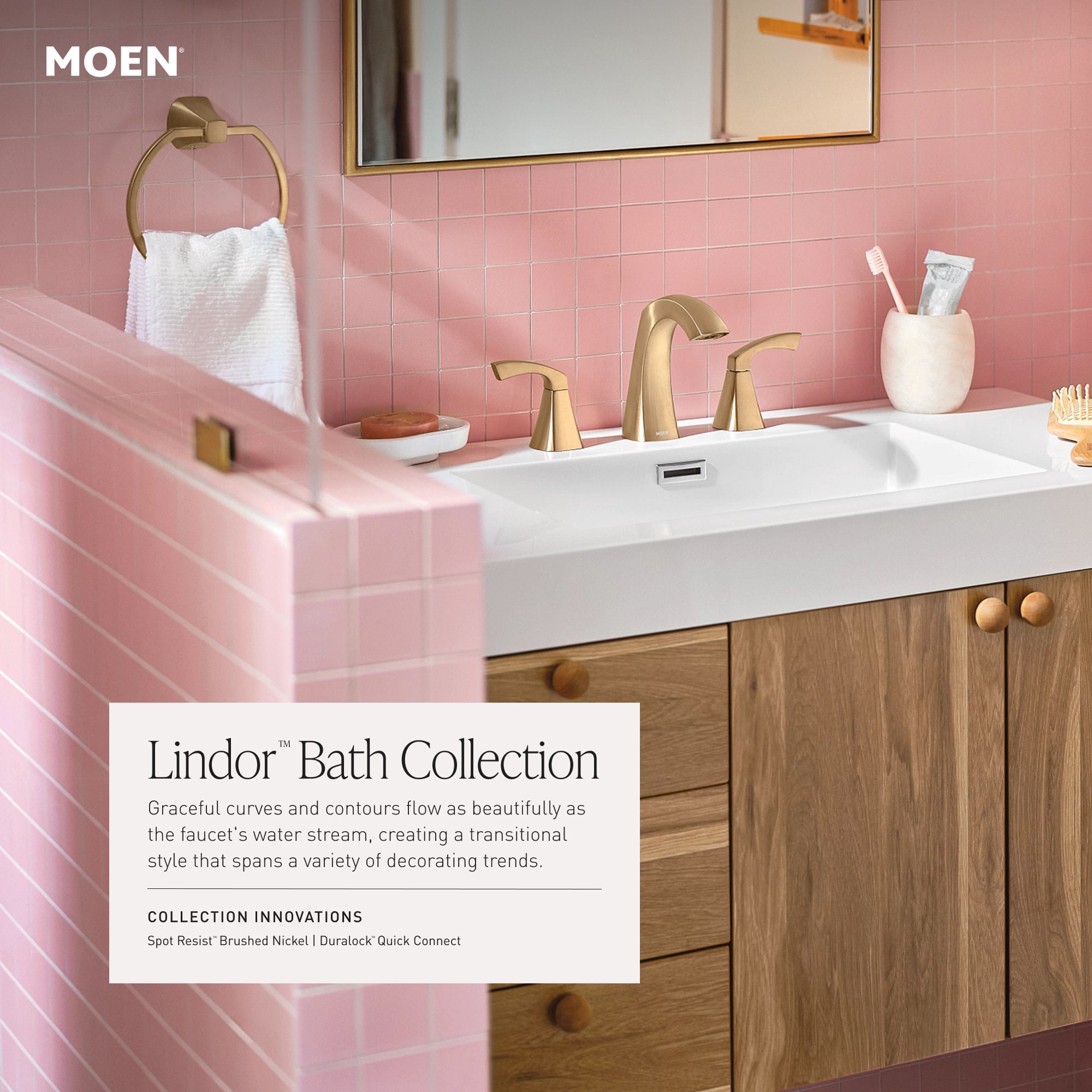 slide 4 of 6, Moen Lindor Spot Resist Brushed Nickel 1-handle Bathtub and shower Faucet with Valve, 1 ct