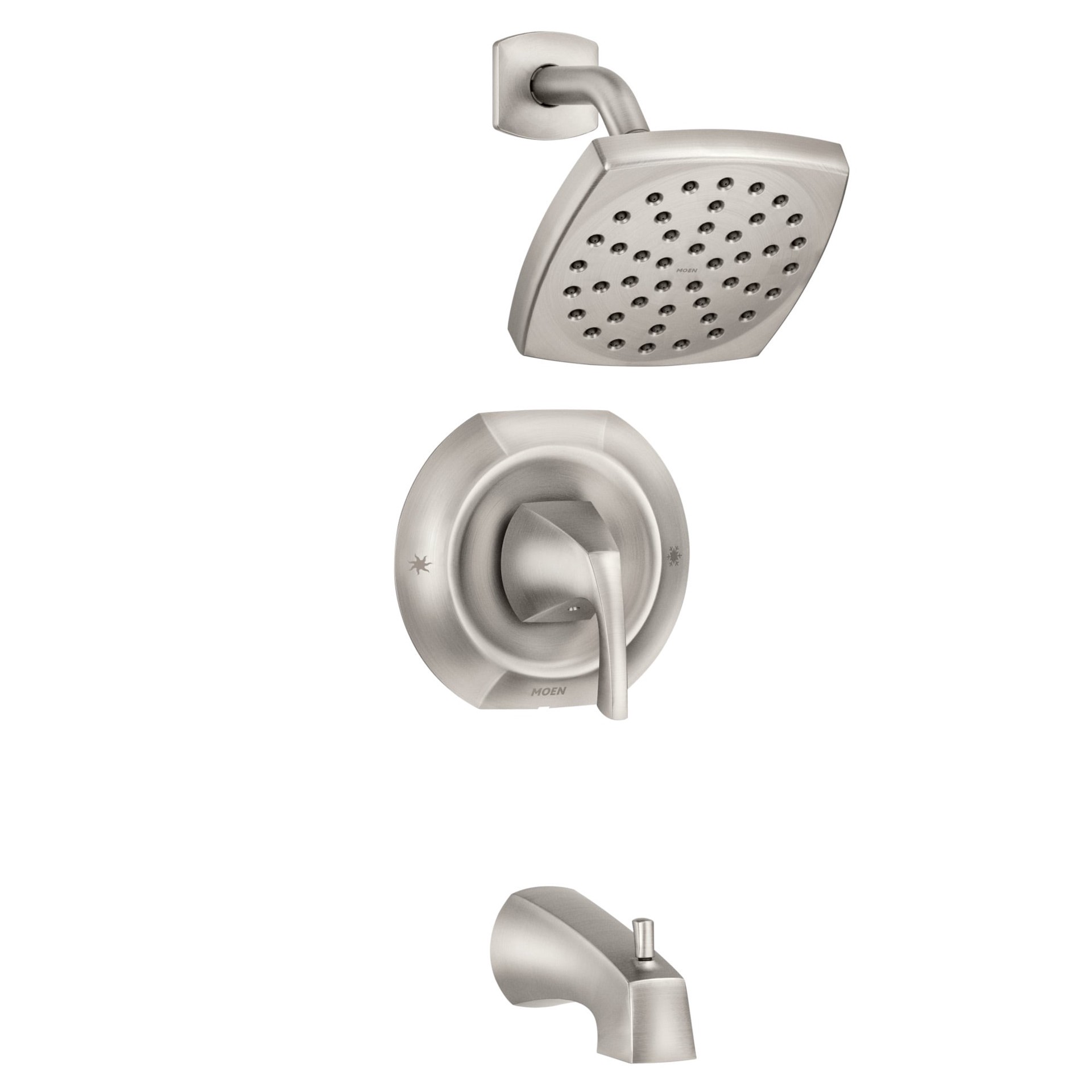 slide 1 of 6, Moen Lindor Spot Resist Brushed Nickel 1-handle Bathtub and shower Faucet with Valve, 1 ct