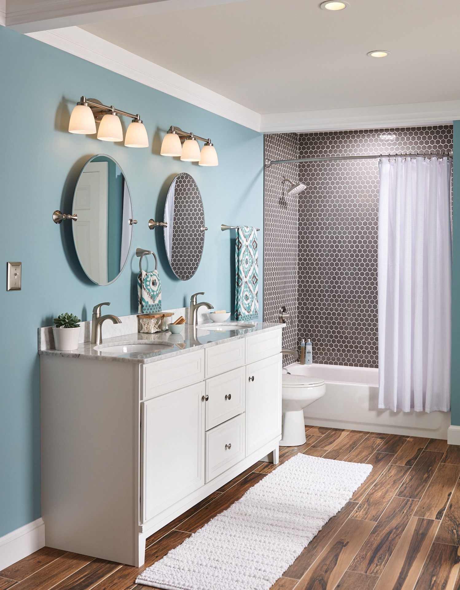 slide 3 of 6, Moen Lindor Spot Resist Brushed Nickel Single hole 1-handle WaterSense High-arc Residential Handle Bathroom Sink Faucet with Drain with Deck Plate, 1 ct