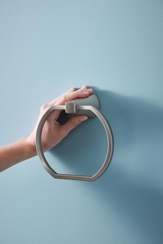 slide 5 of 6, Moen Lindor Brushed Nickel Wall mount Single Towel Ring, 1 ct