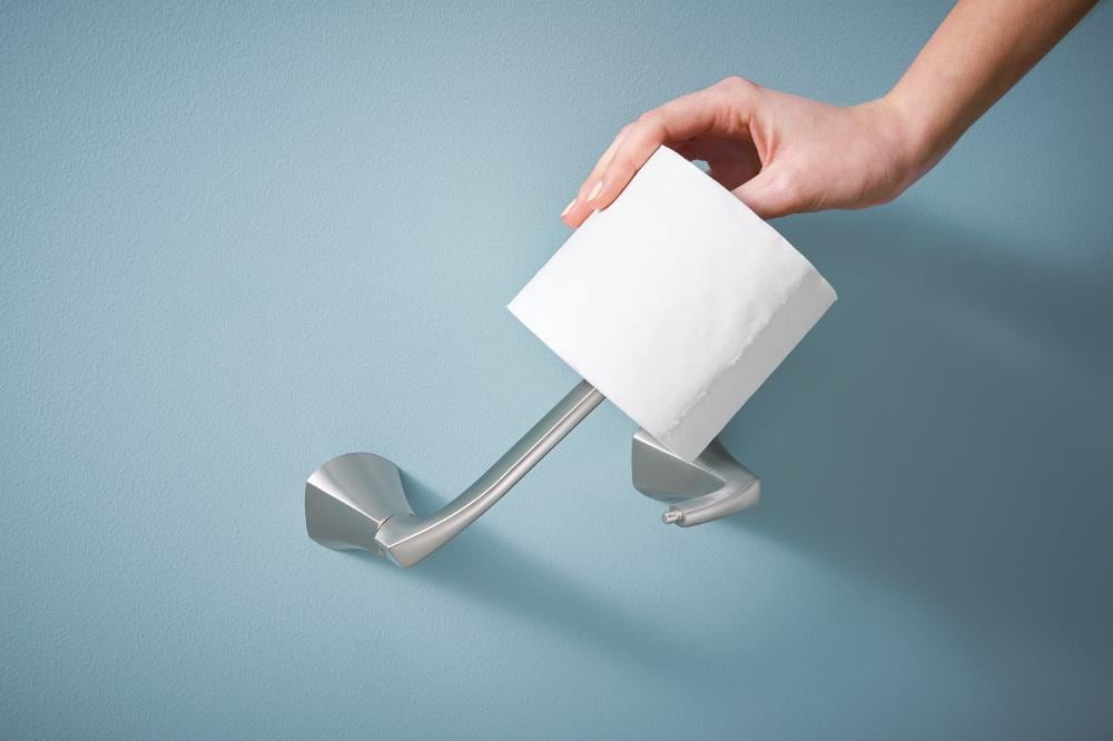 slide 6 of 6, Moen Lindor Brushed Nickel Wall mount Pivot Toilet Paper Holder 1 -Rolls, 1 ct