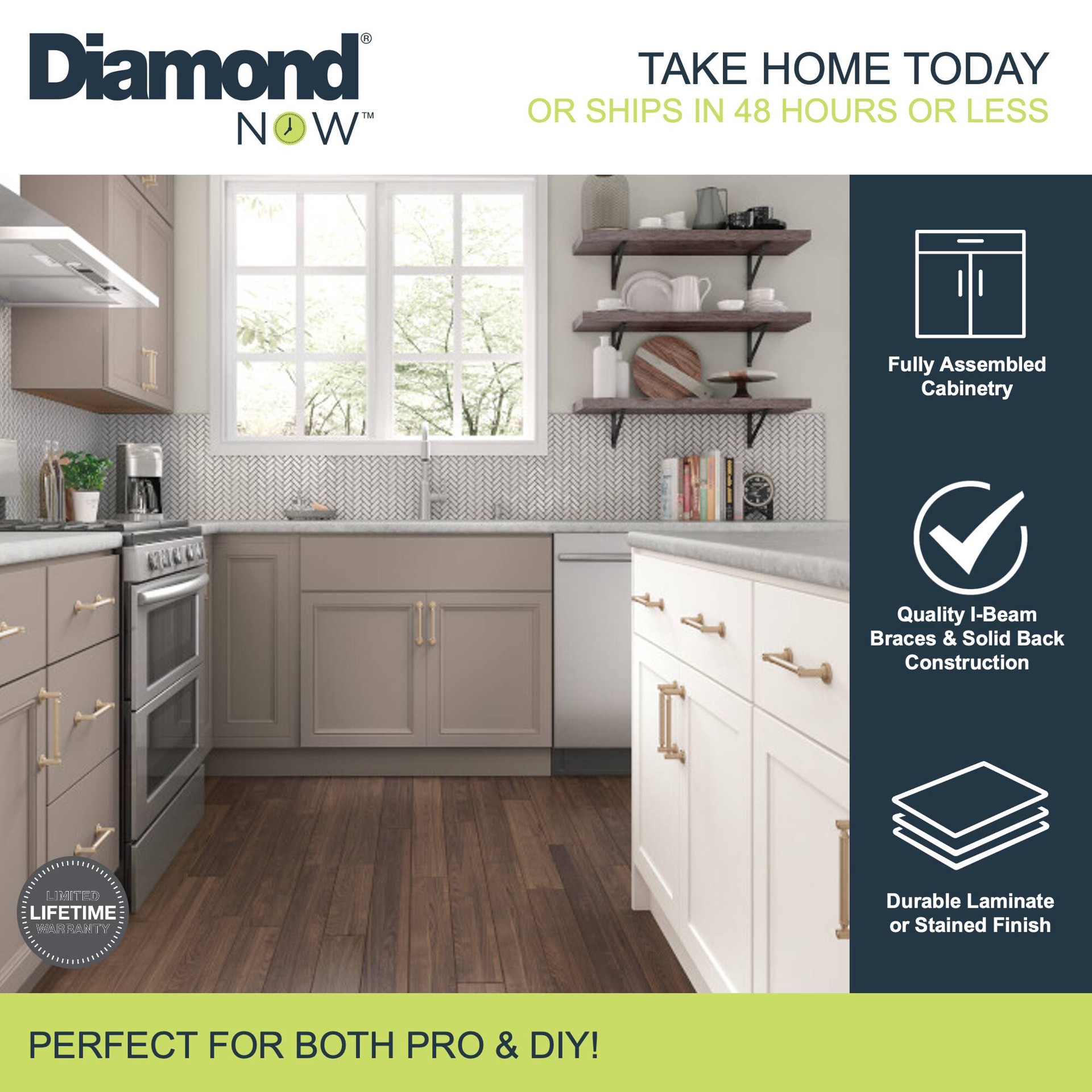 slide 2 of 6, Diamond NOW Wintucket 24-in W x 30-in H x 12-in D Cool Gray Wall Fully Assembled Cabinet Recessed Panel Square, 1 ct