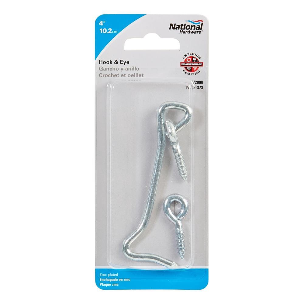 slide 4 of 4, National Hardware 3.93-in Zinc plated Steel Gate hook and eye, 1 ct