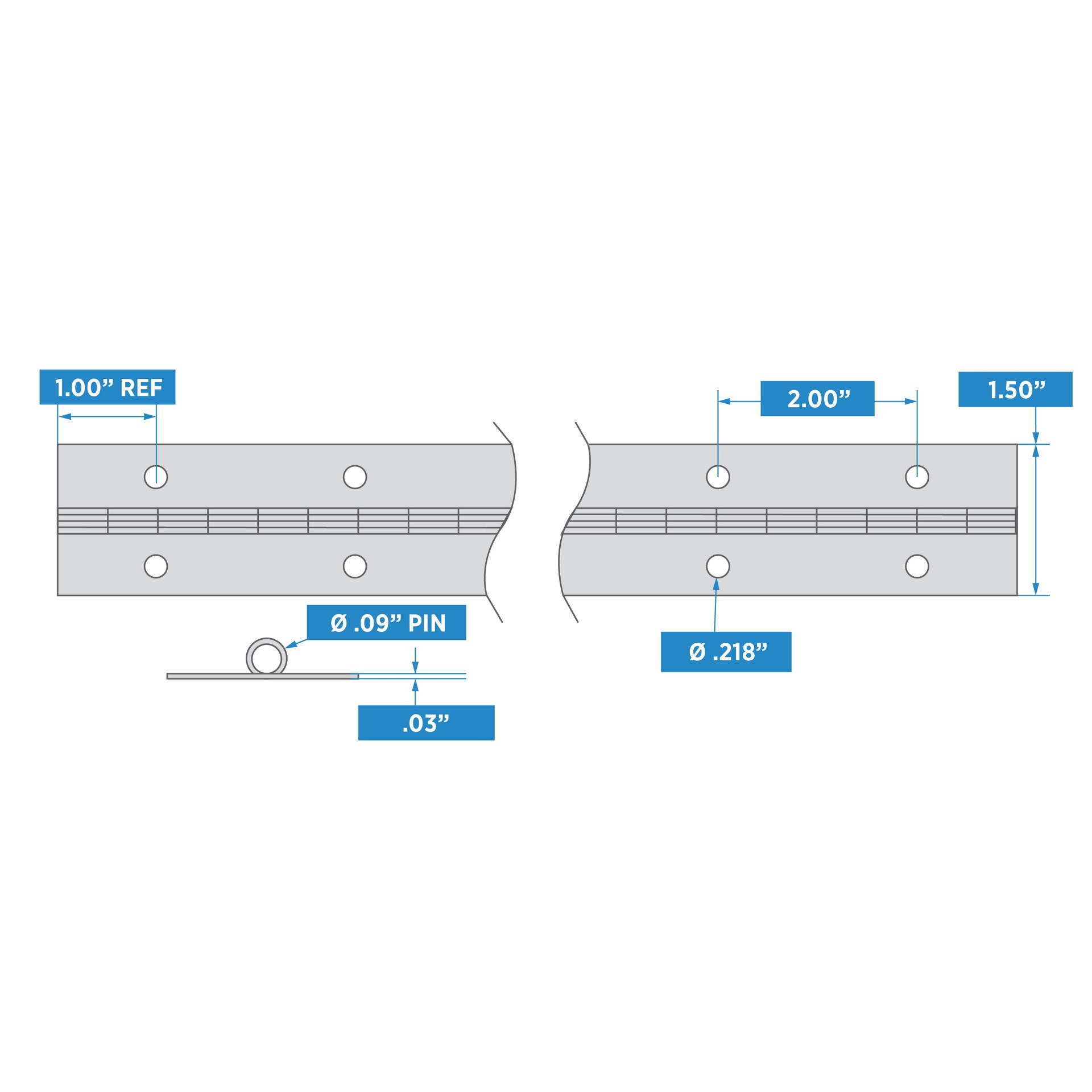 slide 5 of 6, RELIABILT 1-1/2-in H Square Brass Piano/Continuous Interior Door Hinge, 1 ct