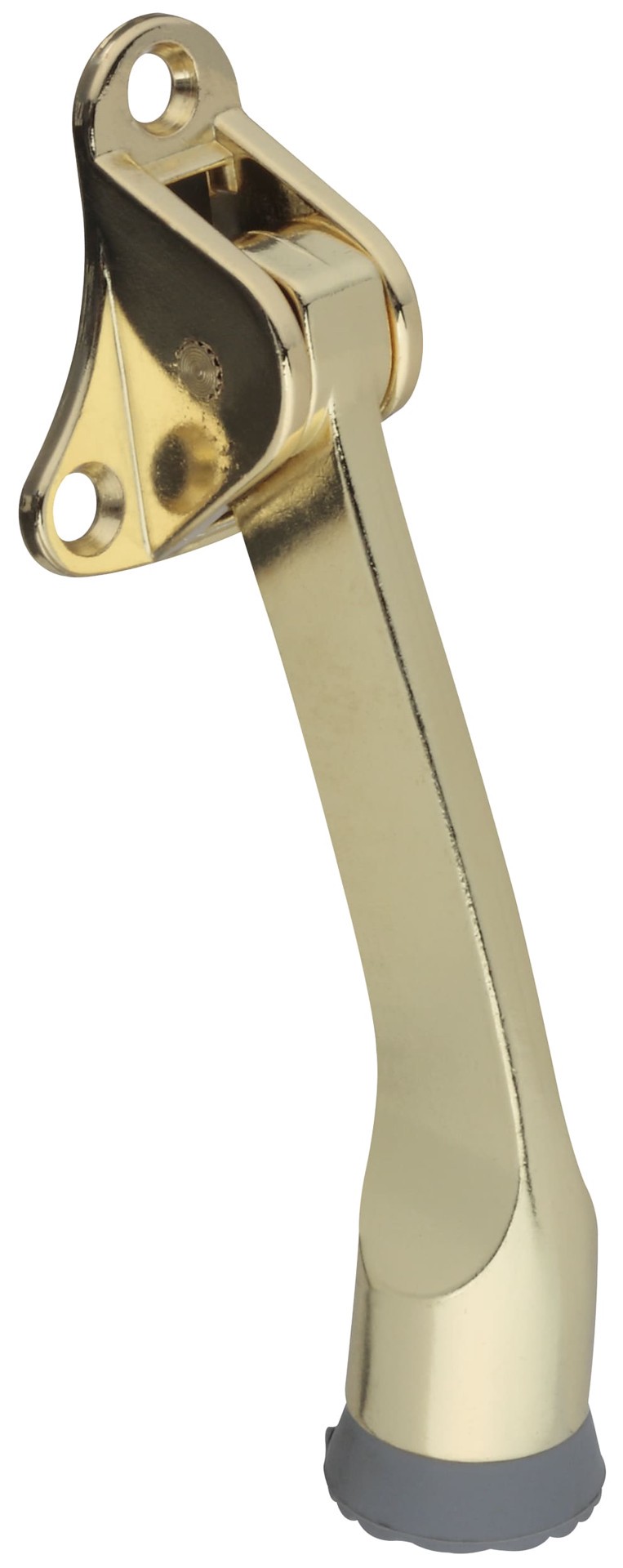 slide 1 of 6, RELIABILT 4-in Polished brass Kick-down Door Stop, 1 ct