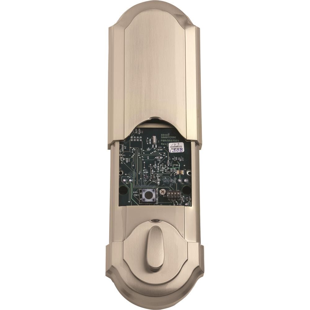 slide 4 of 6, Kwikset SmartCode 910 Satin Nickel Single Cylinder Smartkey Electronic Deadbolt Smart Lock with Lighted Keypad, 1 ct