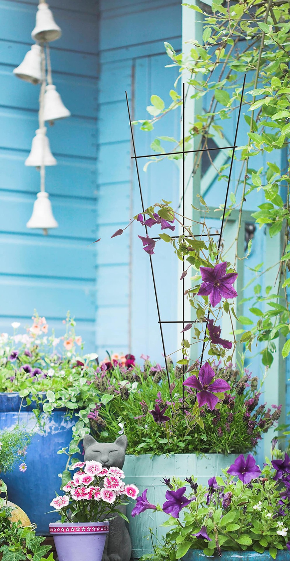 slide 3 of 4, Style Selections 22-in W x 64-in H Black Steel Fan Garden Trellis For Climbing Plants For Roses, 1 ct