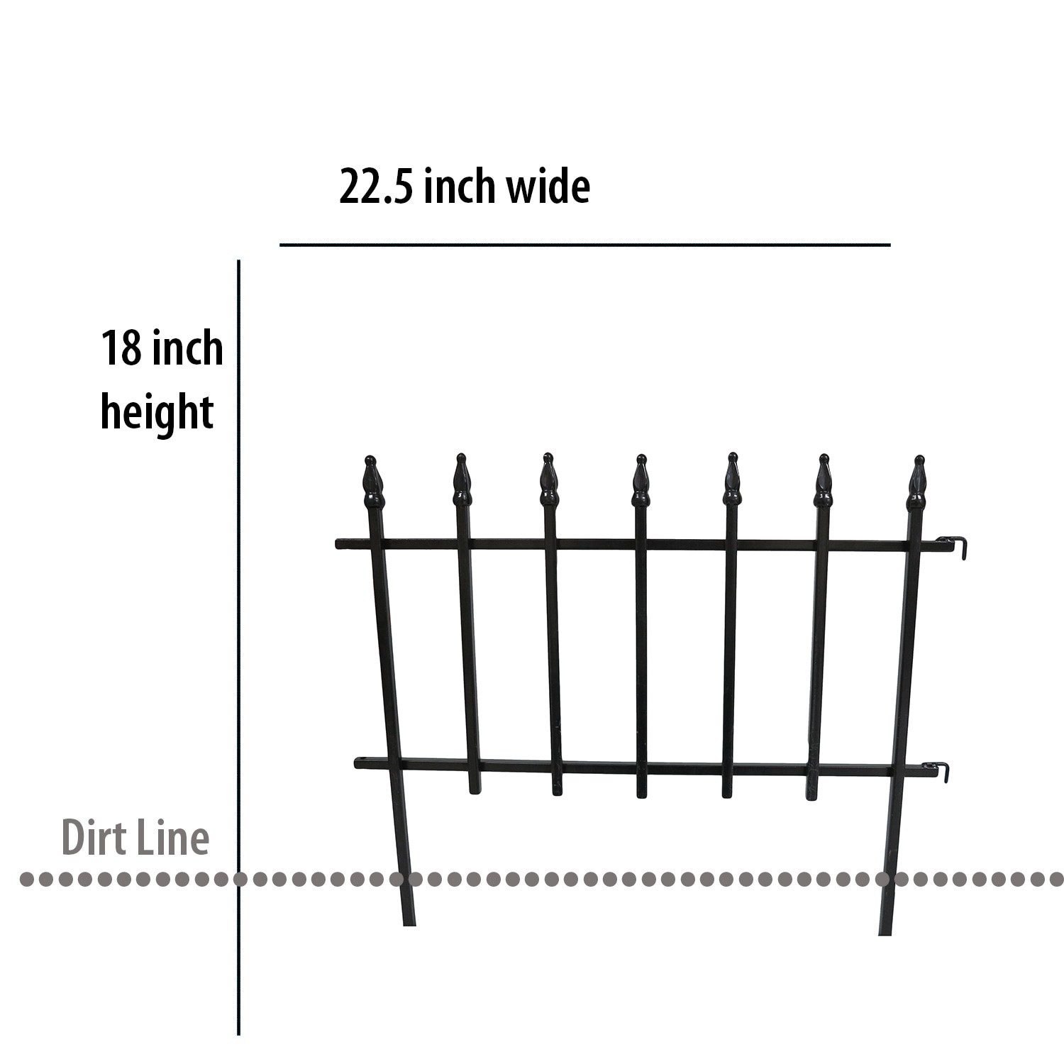 slide 4 of 6, Garden Accents 0.99-in x 22.5-in x 17.9-in Black Metal Steel Decorative fencing, 1 ct
