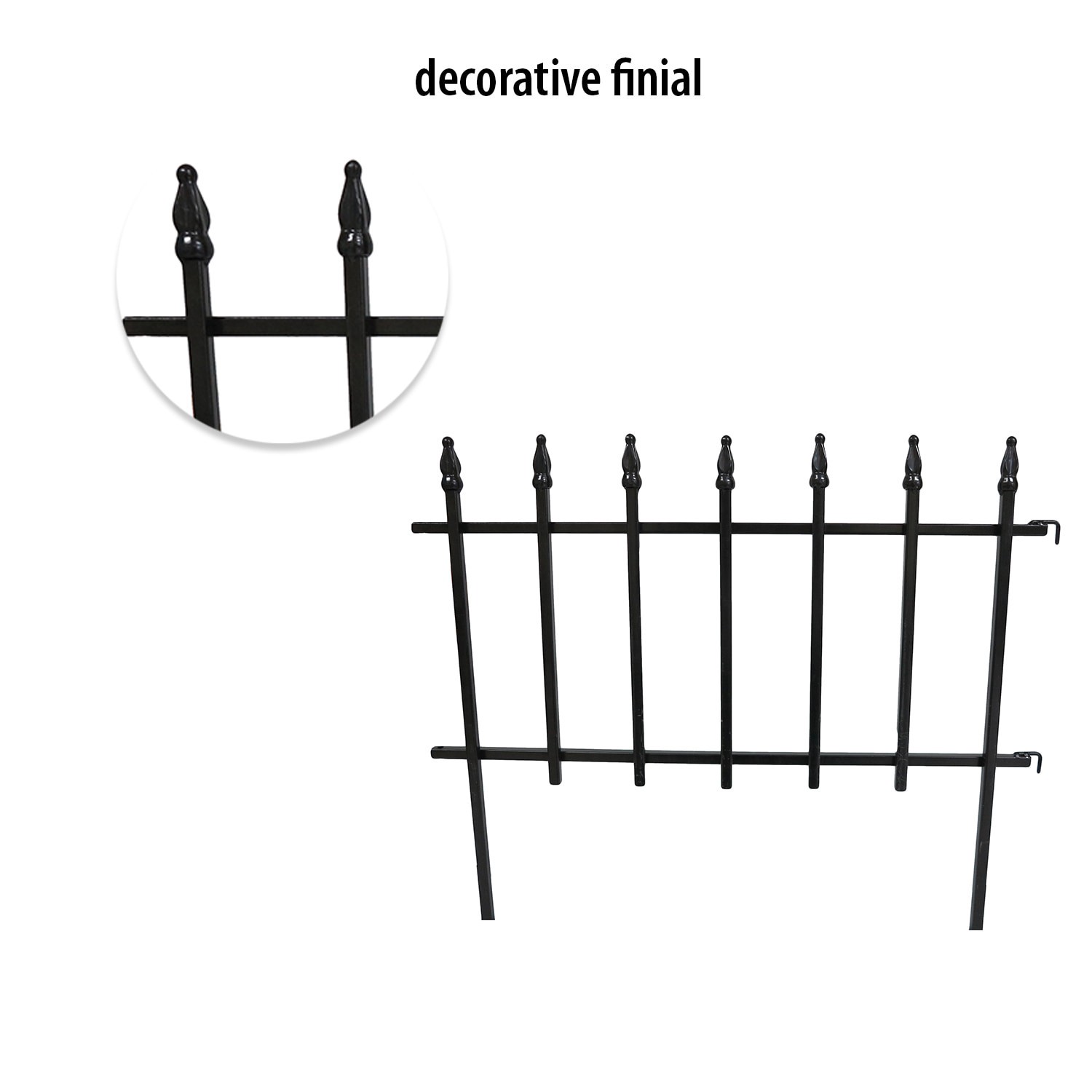slide 5 of 6, Garden Accents 0.99-in x 22.5-in x 17.9-in Black Metal Steel Decorative fencing, 1 ct