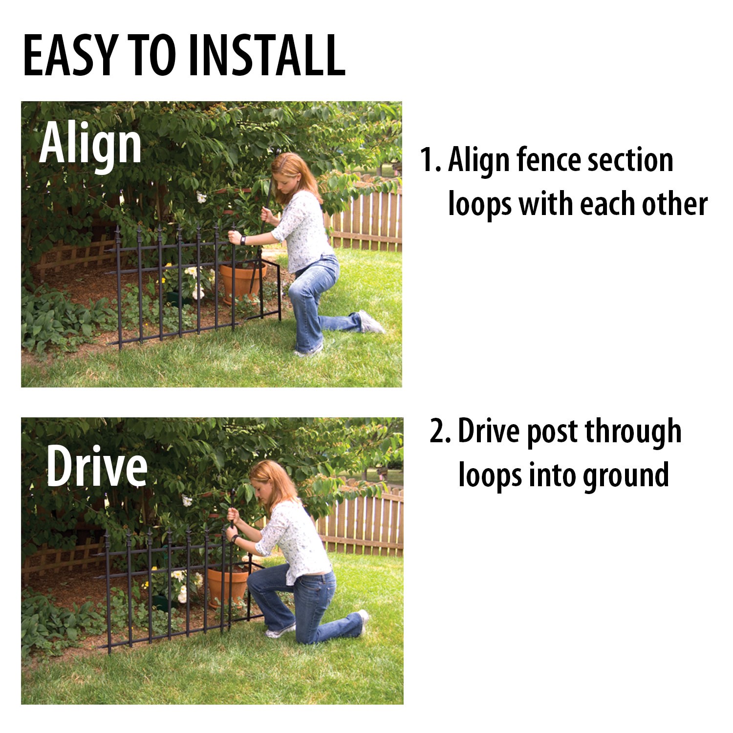 slide 6 of 6, Garden Accents 0.99-in x 22.5-in x 17.9-in Black Metal Steel Decorative fencing, 1 ct