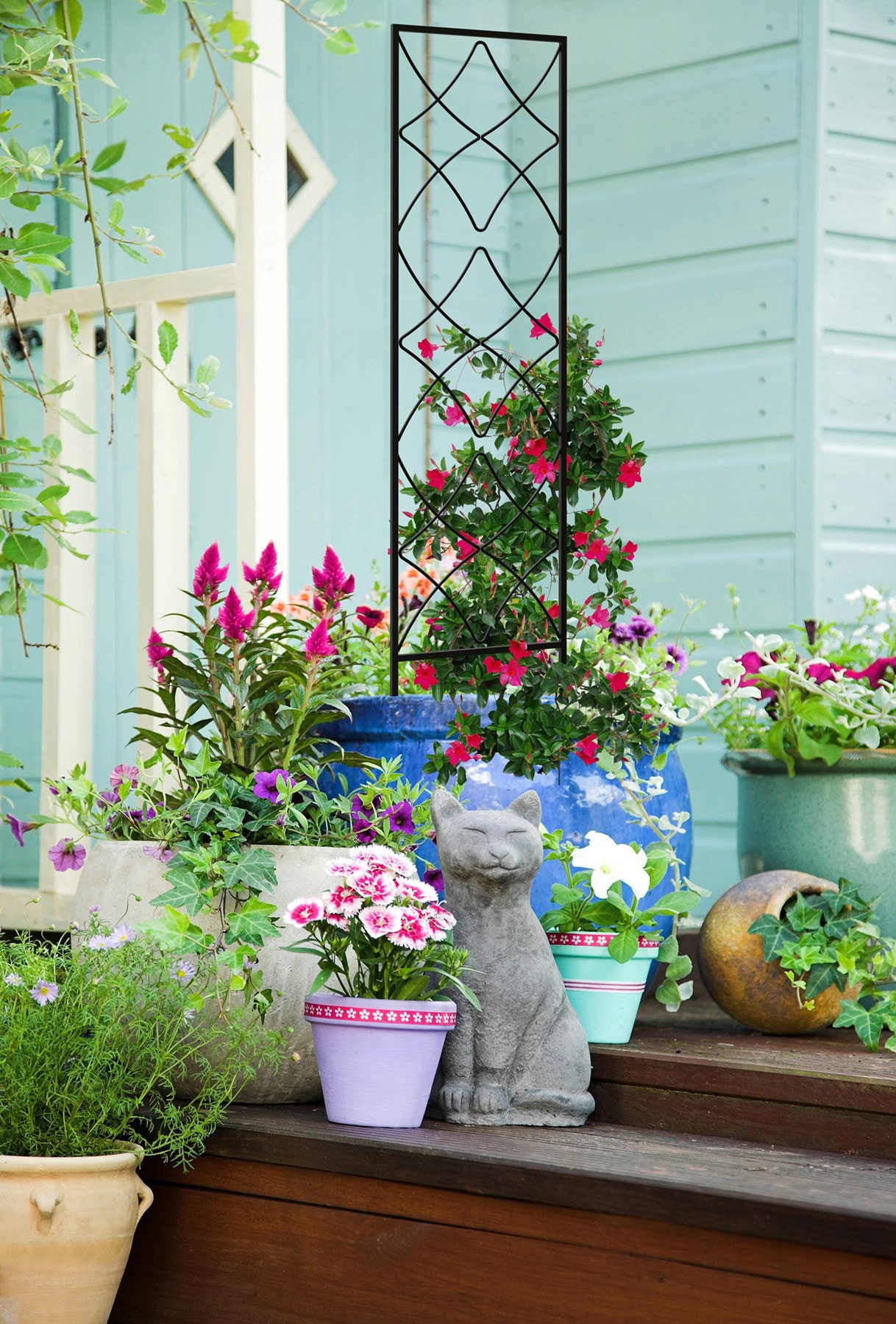 slide 3 of 5, Style Selections 12-in W x 48-in H Black Steel Swirl Garden Trellis For Climbing Plants For Roses, 1 ct