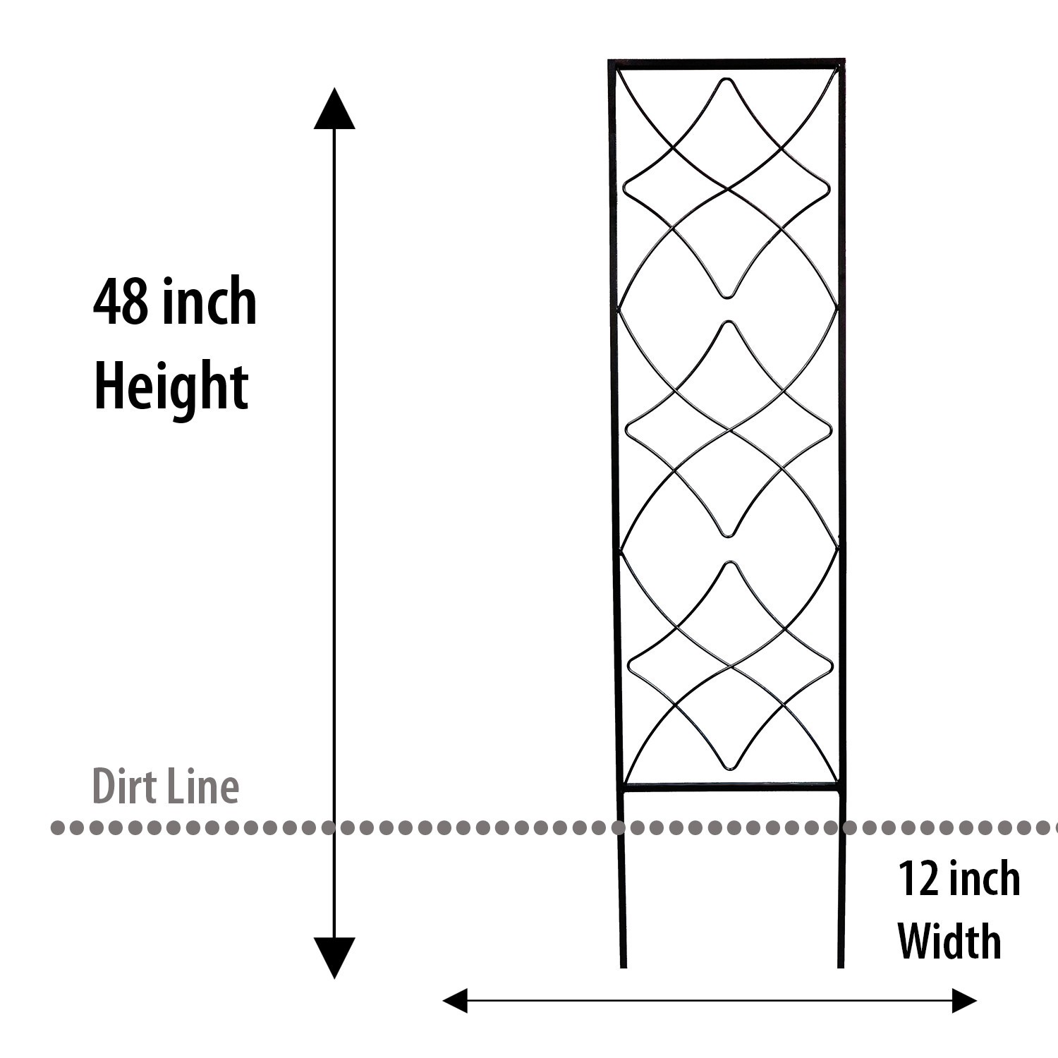 slide 4 of 5, Style Selections 12-in W x 48-in H Black Steel Swirl Garden Trellis For Climbing Plants For Roses, 1 ct