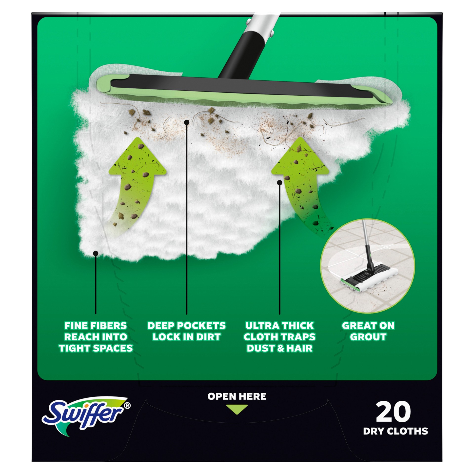 slide 2 of 6, Swiffer Sweeper Heavy Duty Dry Microfiber Refill 20 -Pack, 1 ct