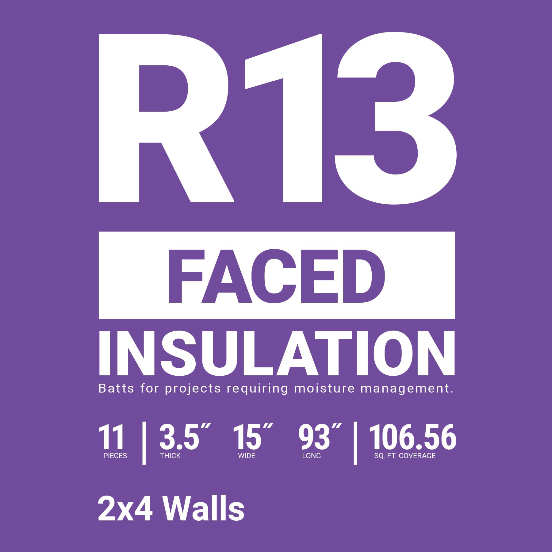 slide 2 of 6, Owens Corning R- 13 Wall Kraft faced Fiberglass Batt Insulation 106.56-sq ft ( 15-in W x 93-in L), 1 ct