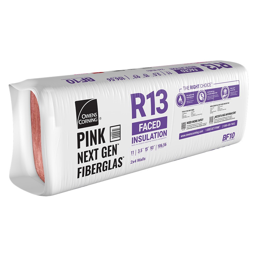 slide 3 of 6, Owens Corning R- 13 Wall Kraft faced Fiberglass Batt Insulation 106.56-sq ft ( 15-in W x 93-in L), 1 ct
