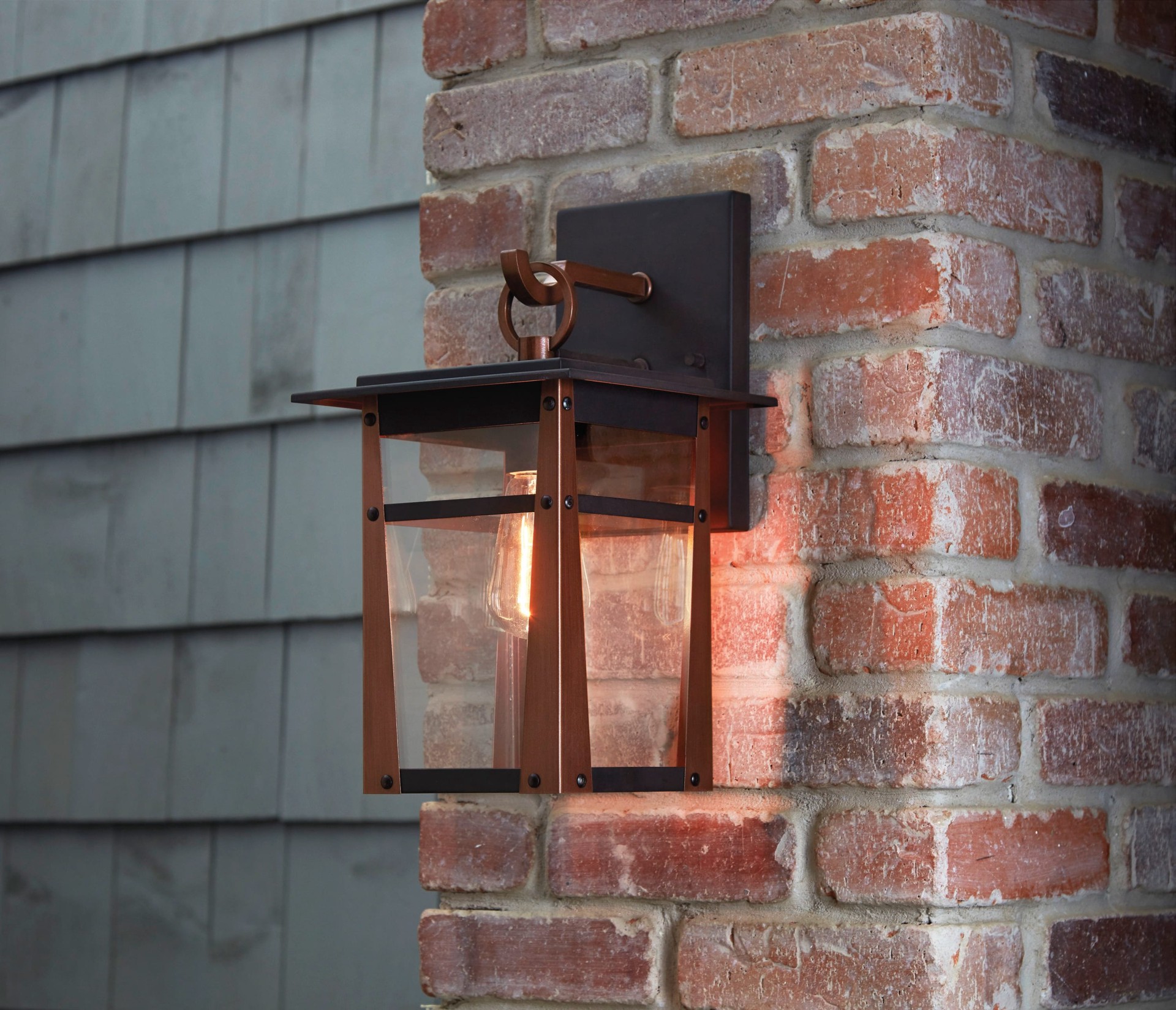 slide 1 of 6, allen + roth Crisfield 1 -Light 14.12-in H Antique Bronze Hardwired Outdoor Wall Light, 1 ct