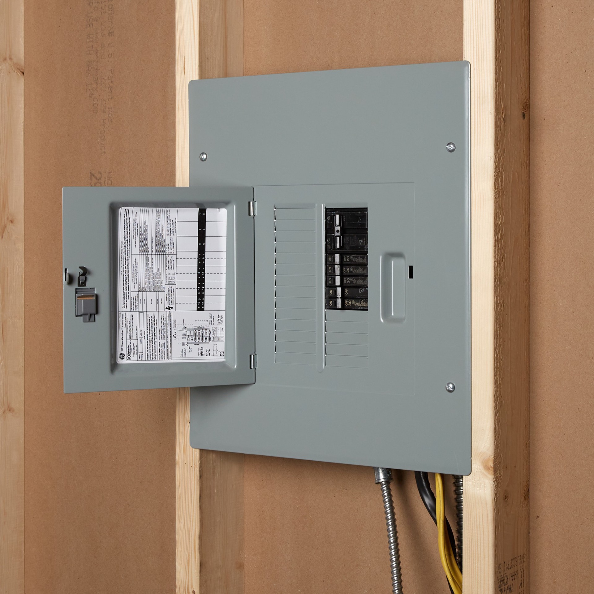 slide 3 of 6, GE PowerMark Gold 125 -Amp 12 -Spaces 22 -Circuit Indoor Main Breaker Load Center (Value Pack), 1 ct