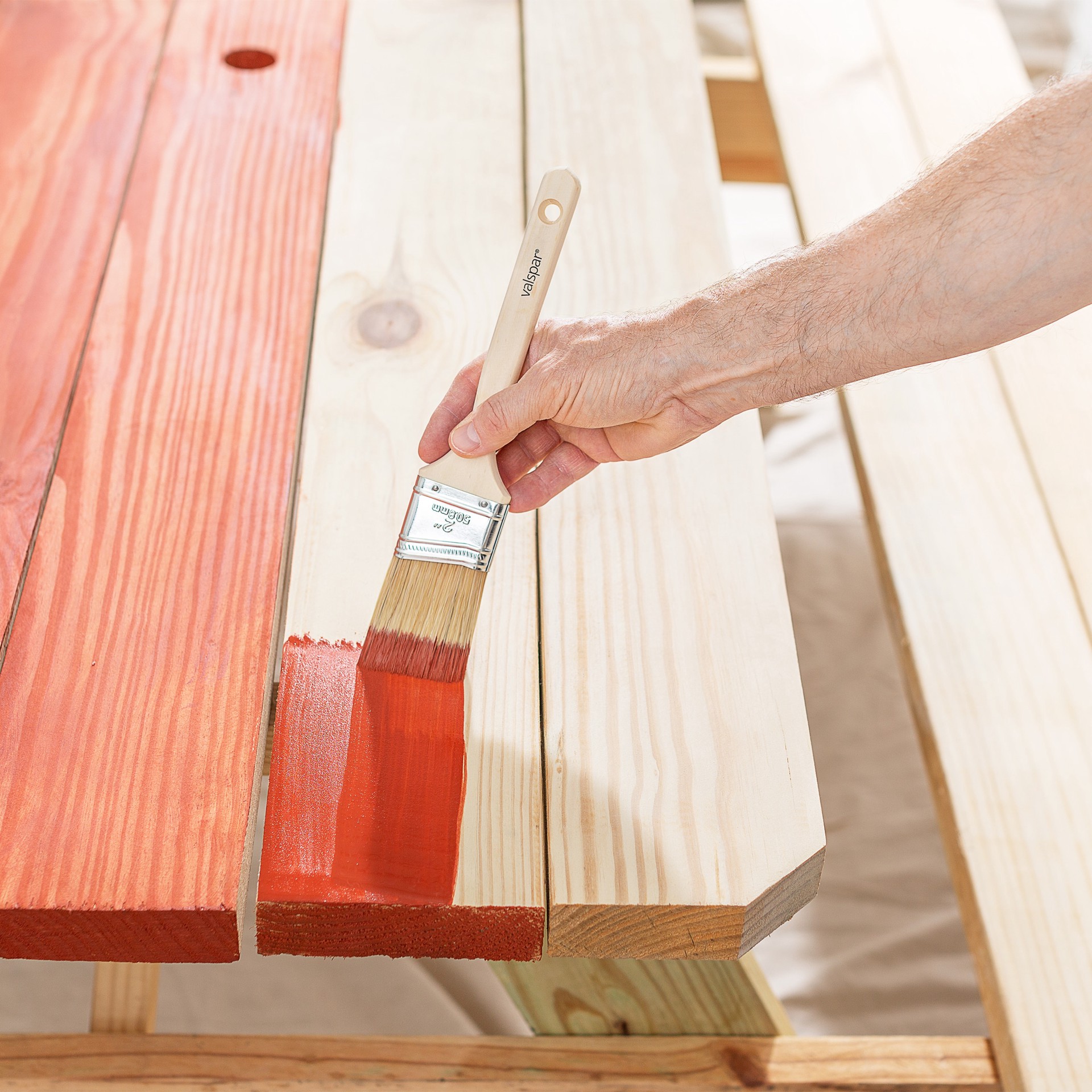 slide 5 of 6, Valspar Stains and Clears 2-in Reusable Angle Stain Brush, 1 ct