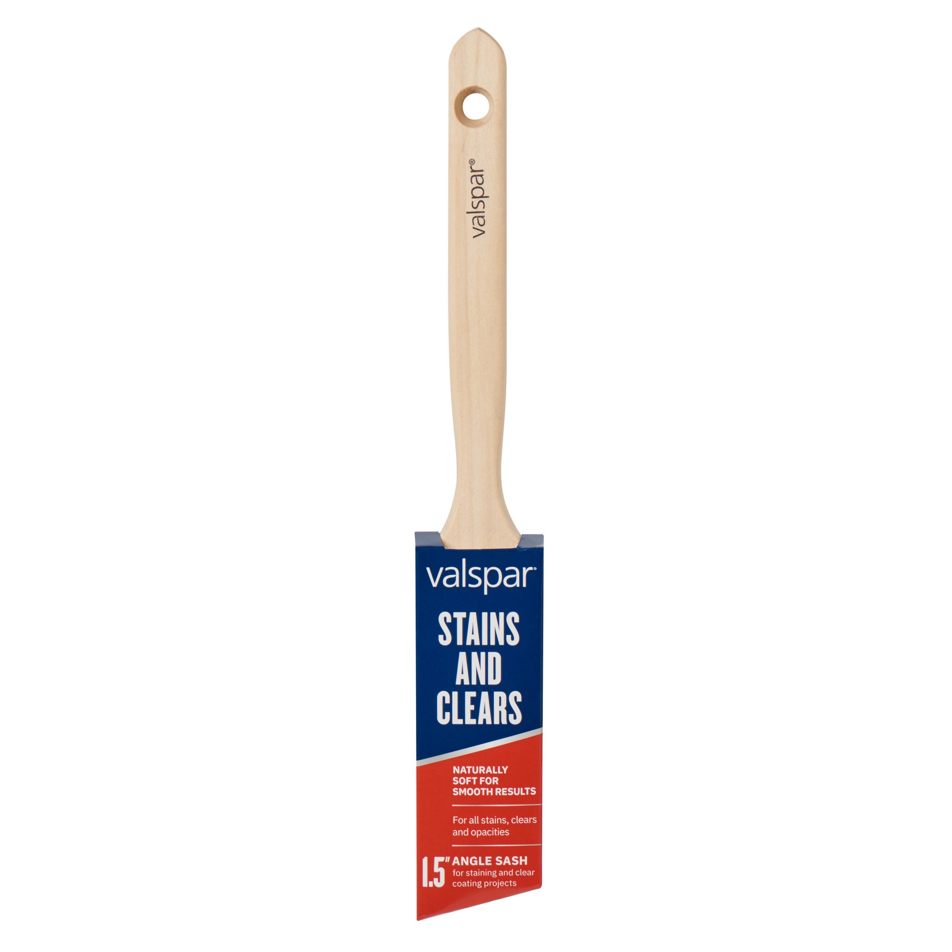 slide 1 of 6, Valspar Stains and Clears 1-1/2-in Reusable Angle Stain Brush, 1 ct