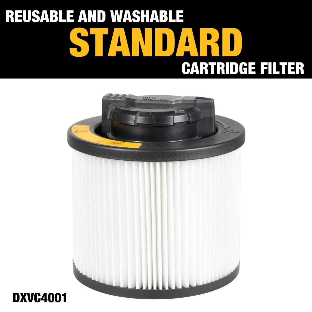 slide 4 of 6, DEWALT Reusable Small Wet/Dry Shop Vacuum Cartridge filter, 1 ct