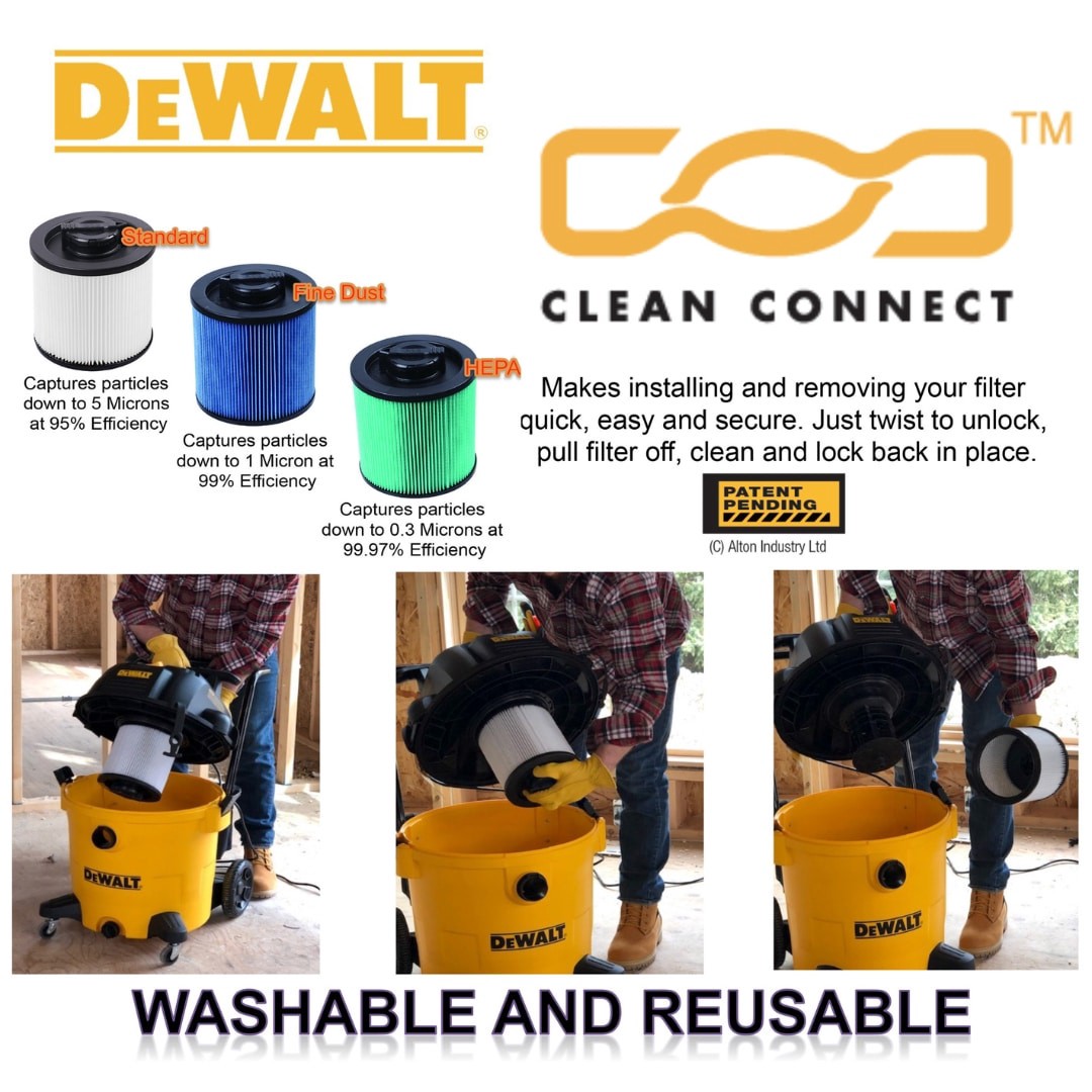 slide 6 of 6, DEWALT Reusable Small Wet/Dry Shop Vacuum Cartridge filter, 1 ct