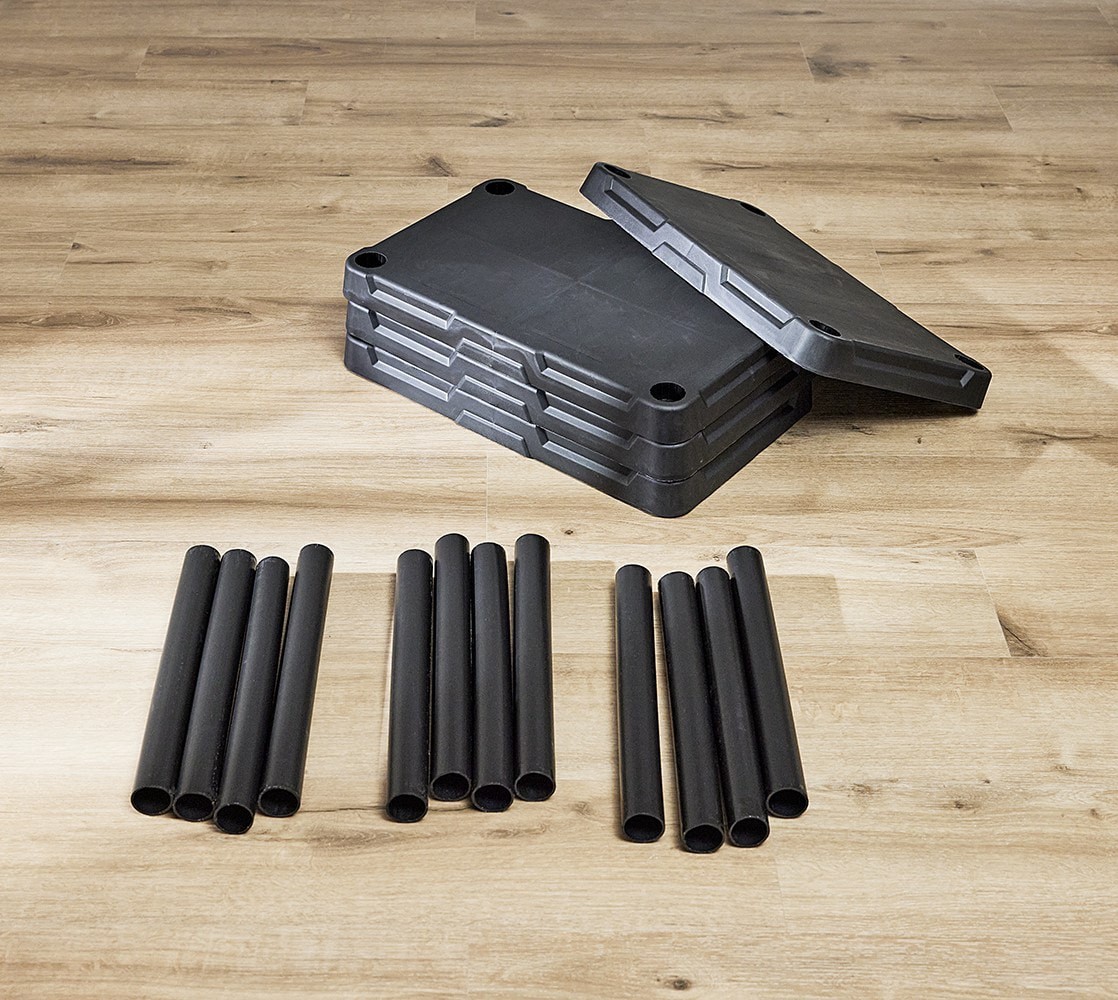 slide 3 of 6, Project Source 4 -Tier Black Plastic Utility shelving unit with Solid Shelves ( 22.0-in W x 14.25-in D x 48.0-in H ), 1 ct