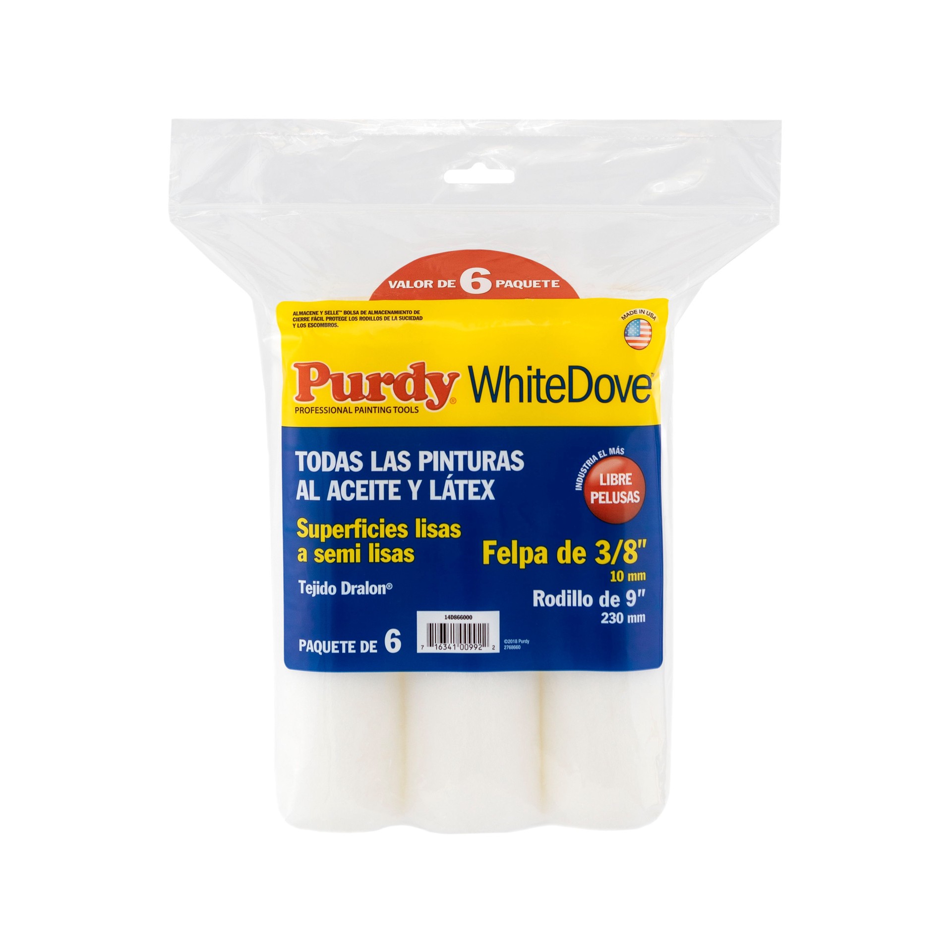 slide 6 of 6, Purdy 6 -Pack 9-in x 3/8-in Nap WhiteDove Standard Woven Paint Roller Cover, 1 ct
