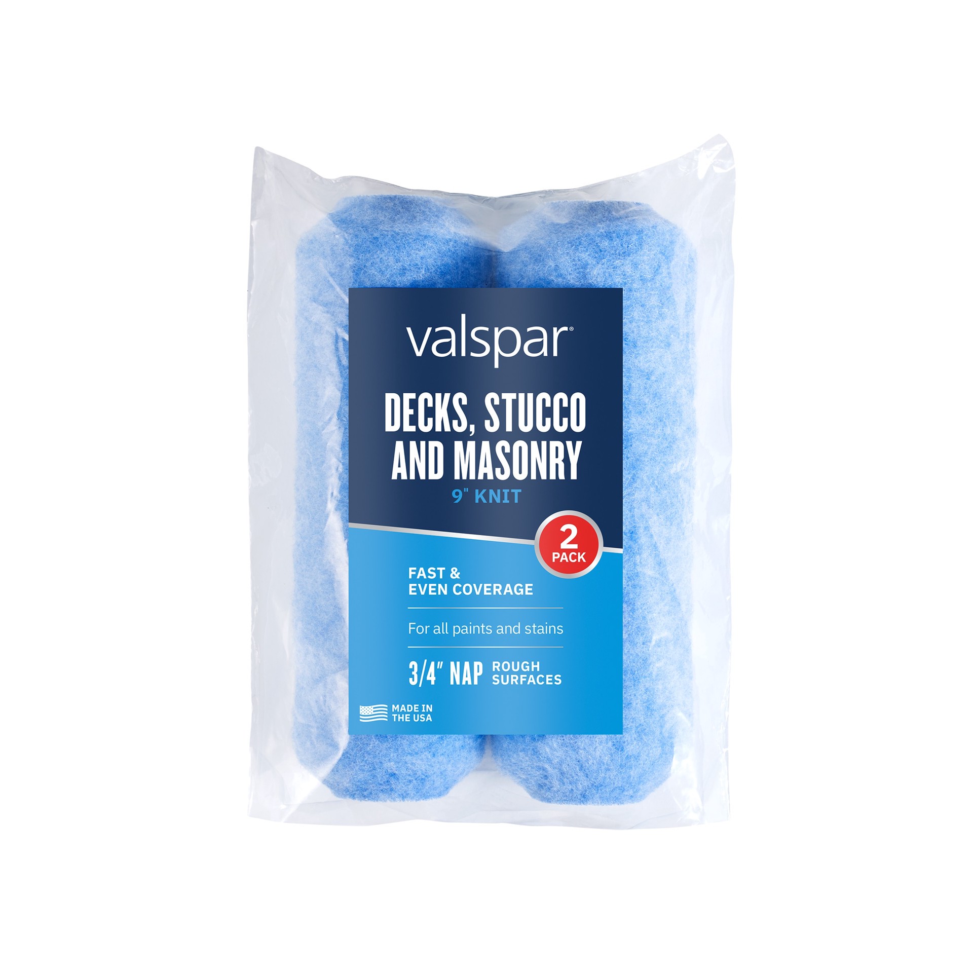 slide 1 of 6, Valspar 2 -Pack 9.0-in x 3/4-in Nap Decks, Stucco, and Masonry Standard Knit Paint Roller Cover, 1 ct
