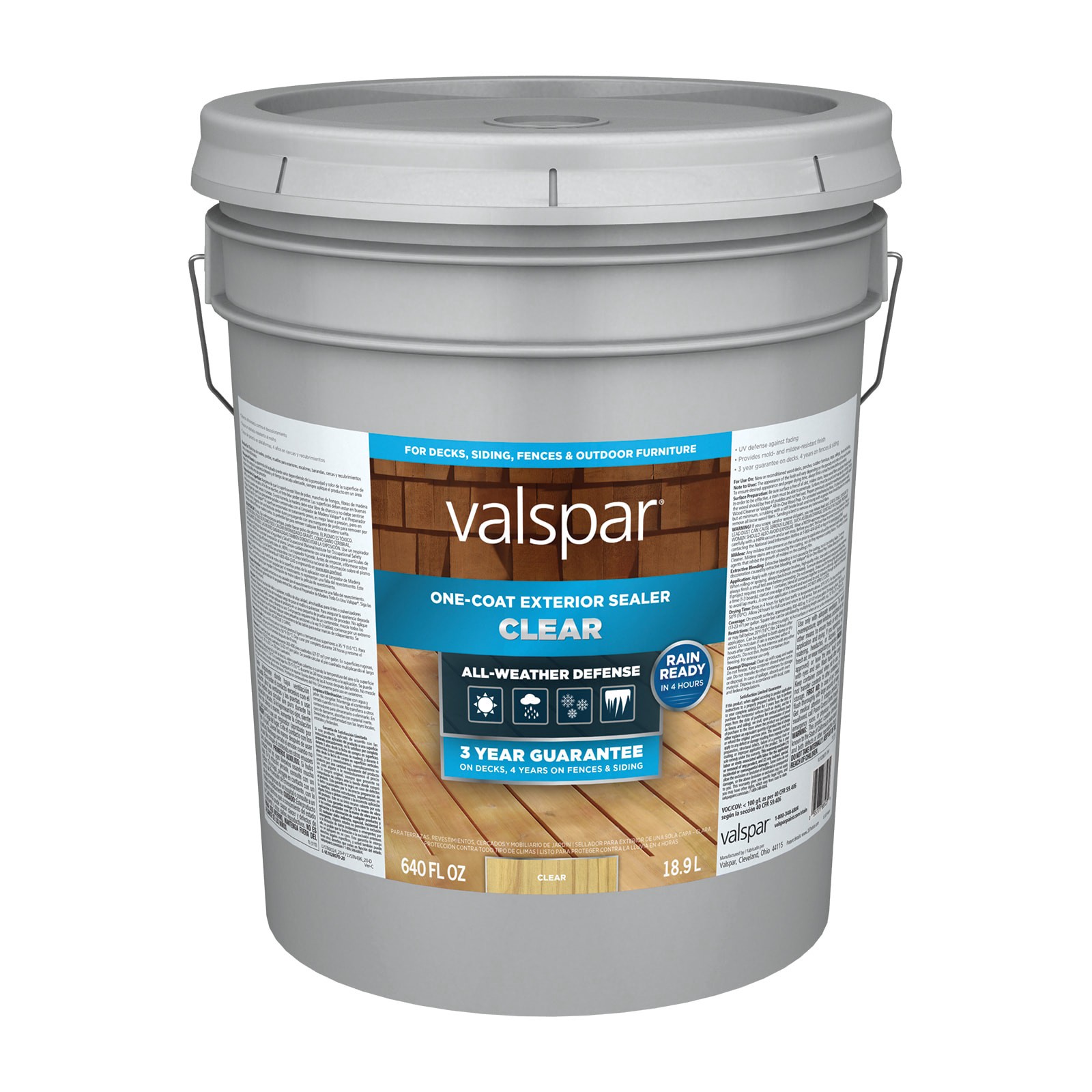 slide 1 of 6, Valspar Pre-tinted Clear Exterior Wood Stain and Sealer (5-Gallon), 1 ct