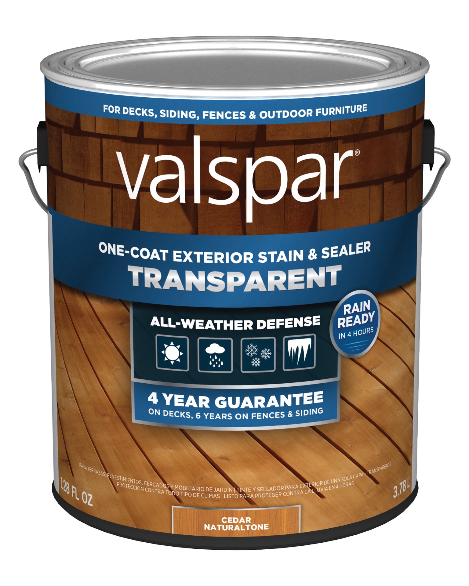slide 2 of 6, Valspar Pre-tinted Cedar Naturaltone Transparent Exterior Wood Stain and Sealer (1-Gallon), 