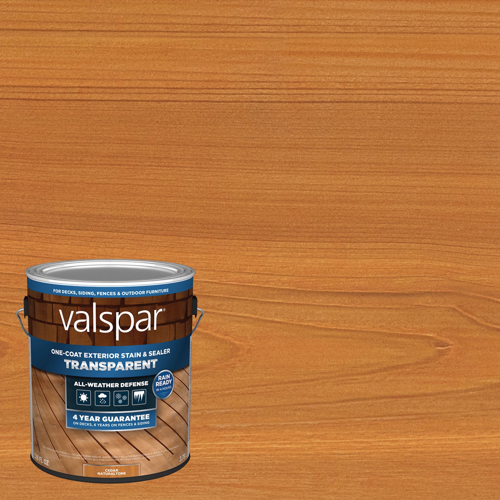 slide 1 of 6, Valspar Pre-tinted Cedar Naturaltone Transparent Exterior Wood Stain and Sealer (1-Gallon), 