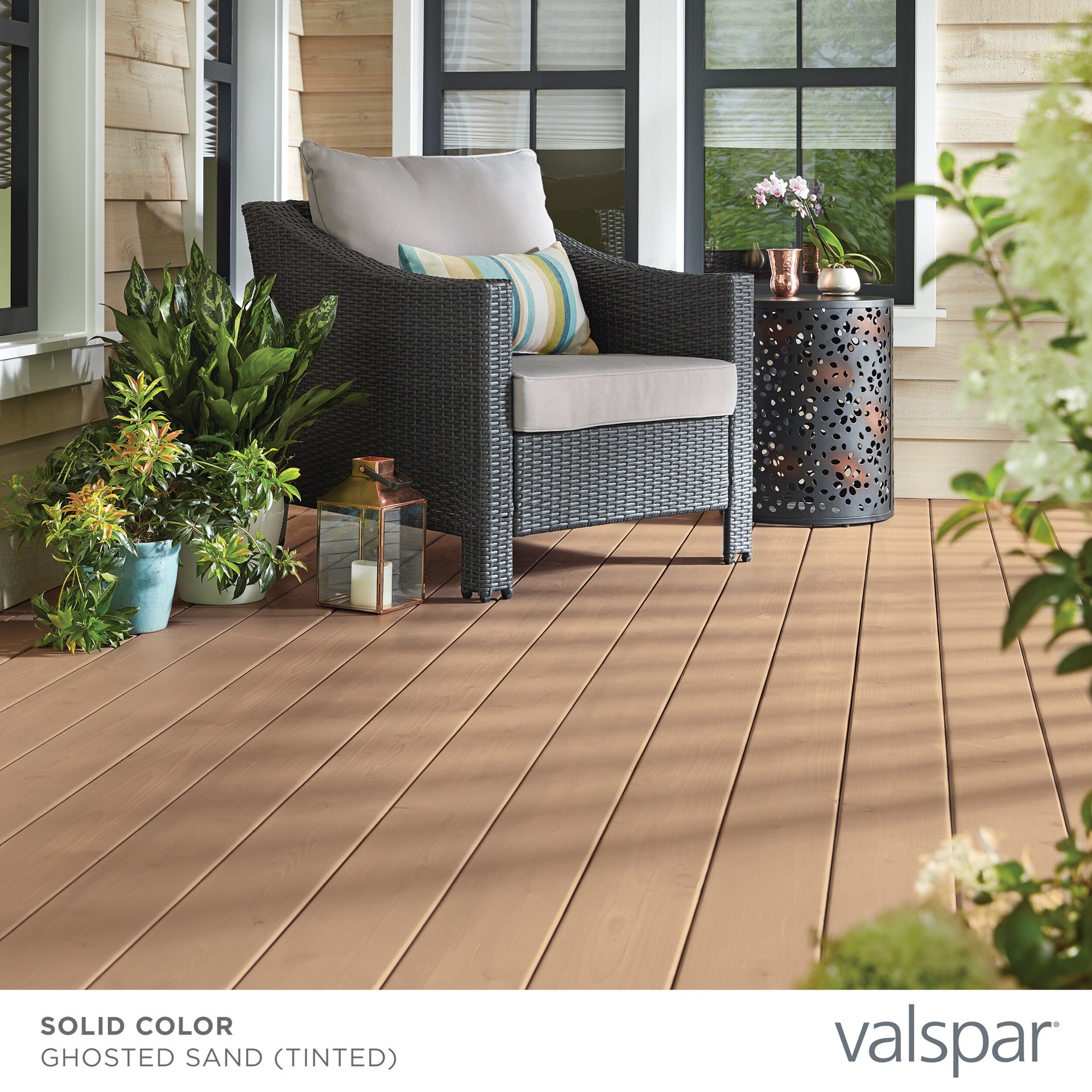 slide 2 of 6, Valspar White Base Solid Exterior Wood Stain and Sealer (1-Gallon), 