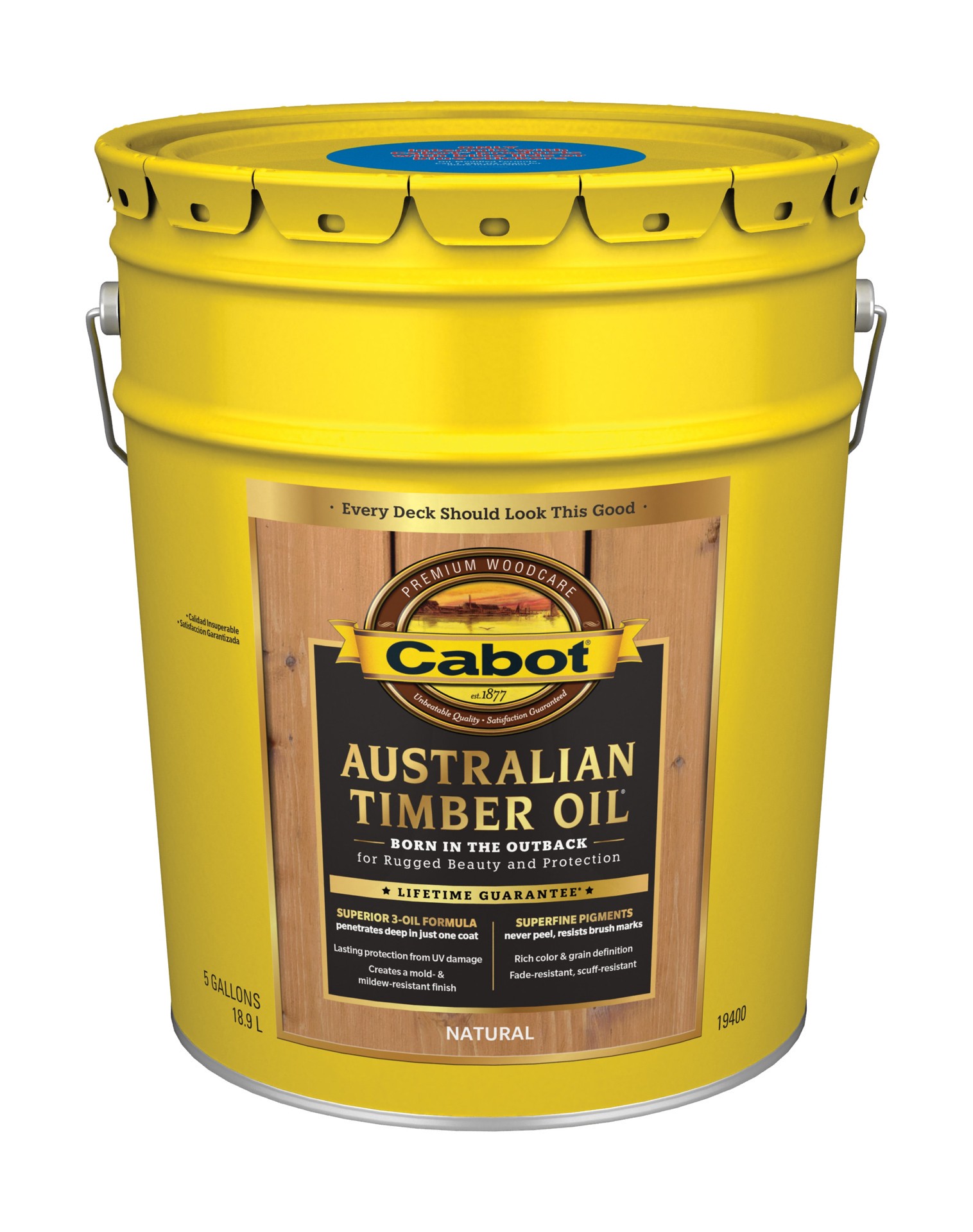slide 3 of 6, Cabot Australian Timber Oil Pre-Tinted Natural Transparent Exterior Wood Stain and Sealer in One ( 5-gallon ), 1 ct